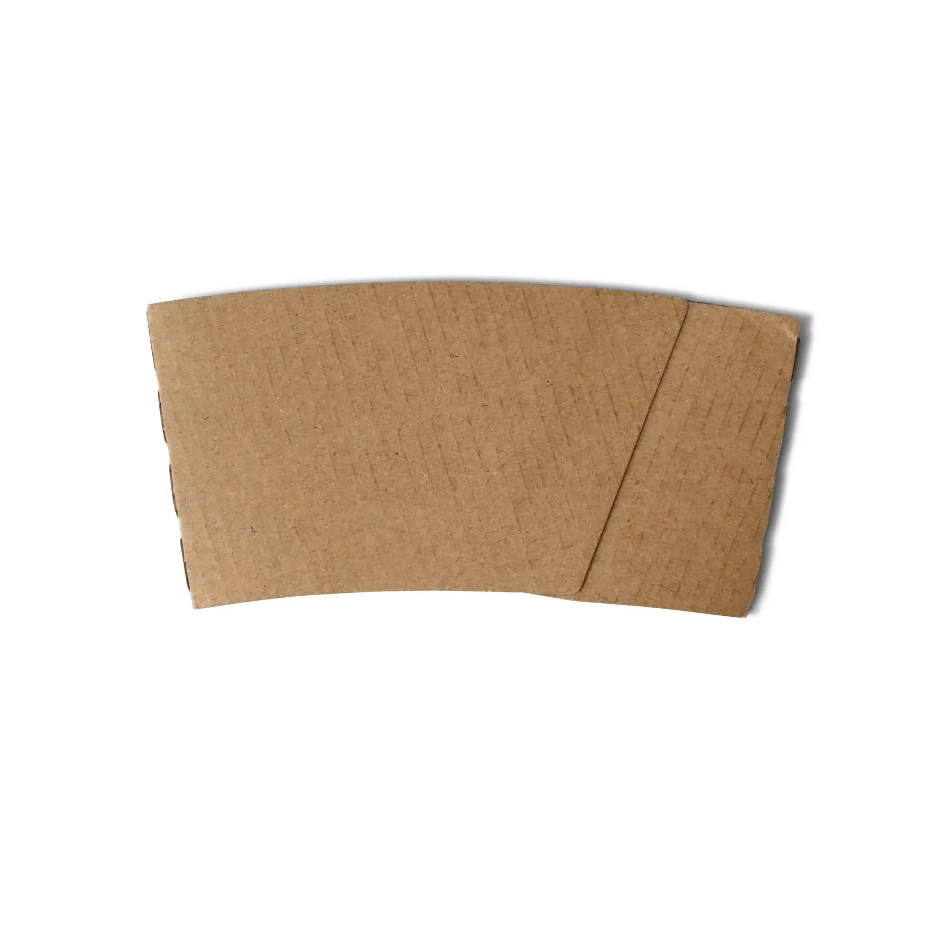 Manchons en carton brun pour gobelets en papier de 300, 400 ou 500 ml, mesurant 130 mm de large et 65 mm de haut.