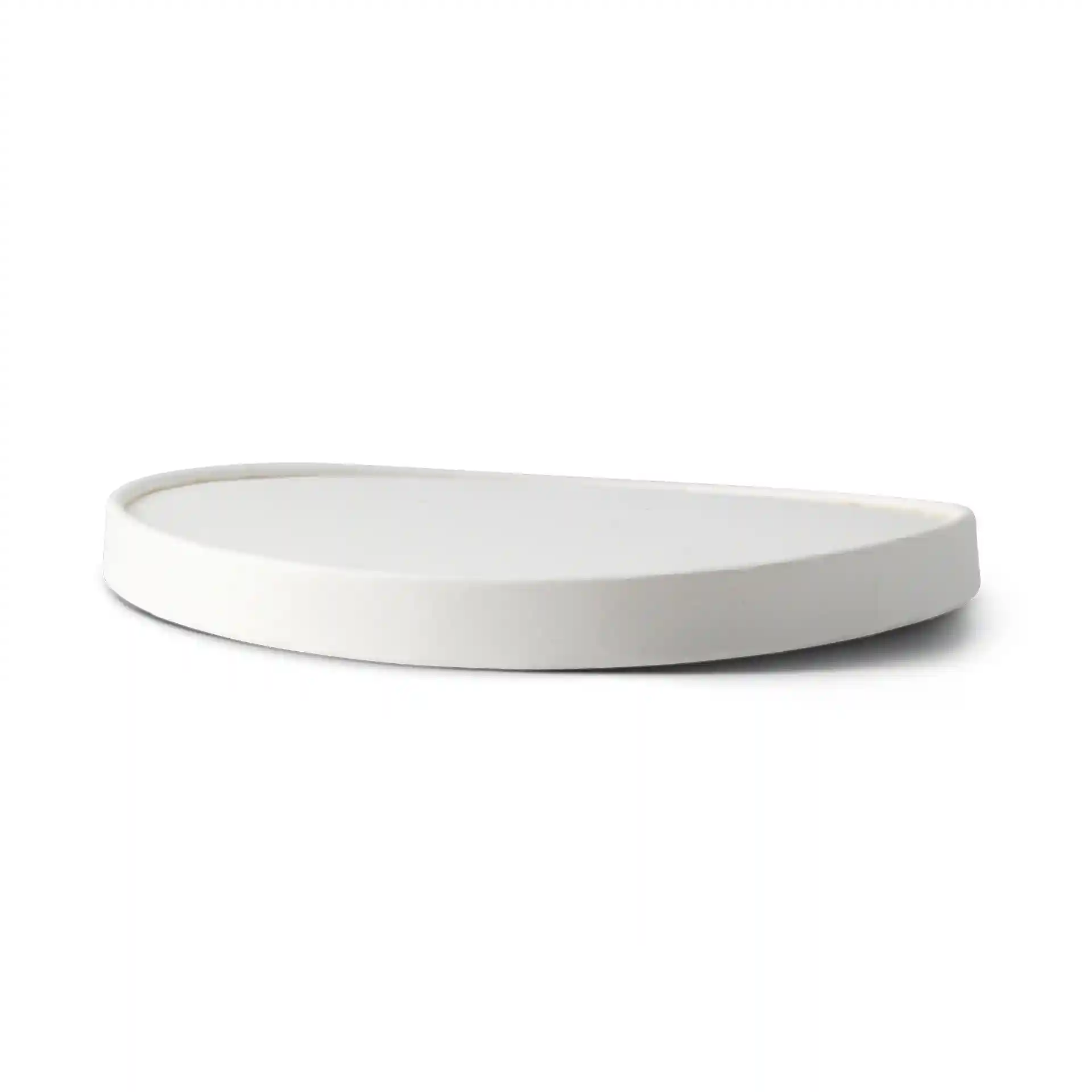 Couvercle rond en carton blanc avec surface enduite, conçu pour des bols en papier, mesurant 185 mm de diamètre.