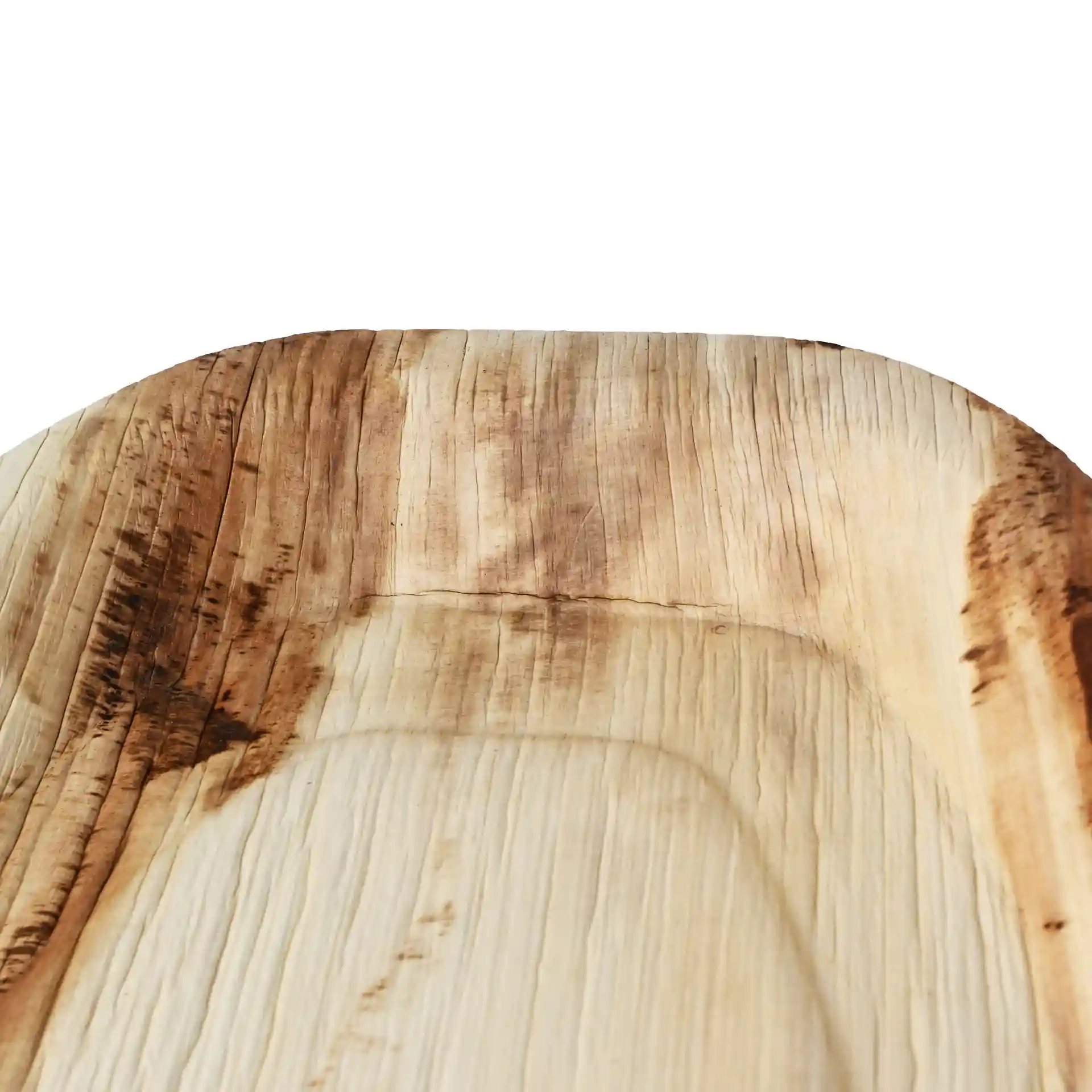 Plateau rectangulaire en feuille de palmier avec un motif de grain naturel, mesurant 38 x 25,5 cm.