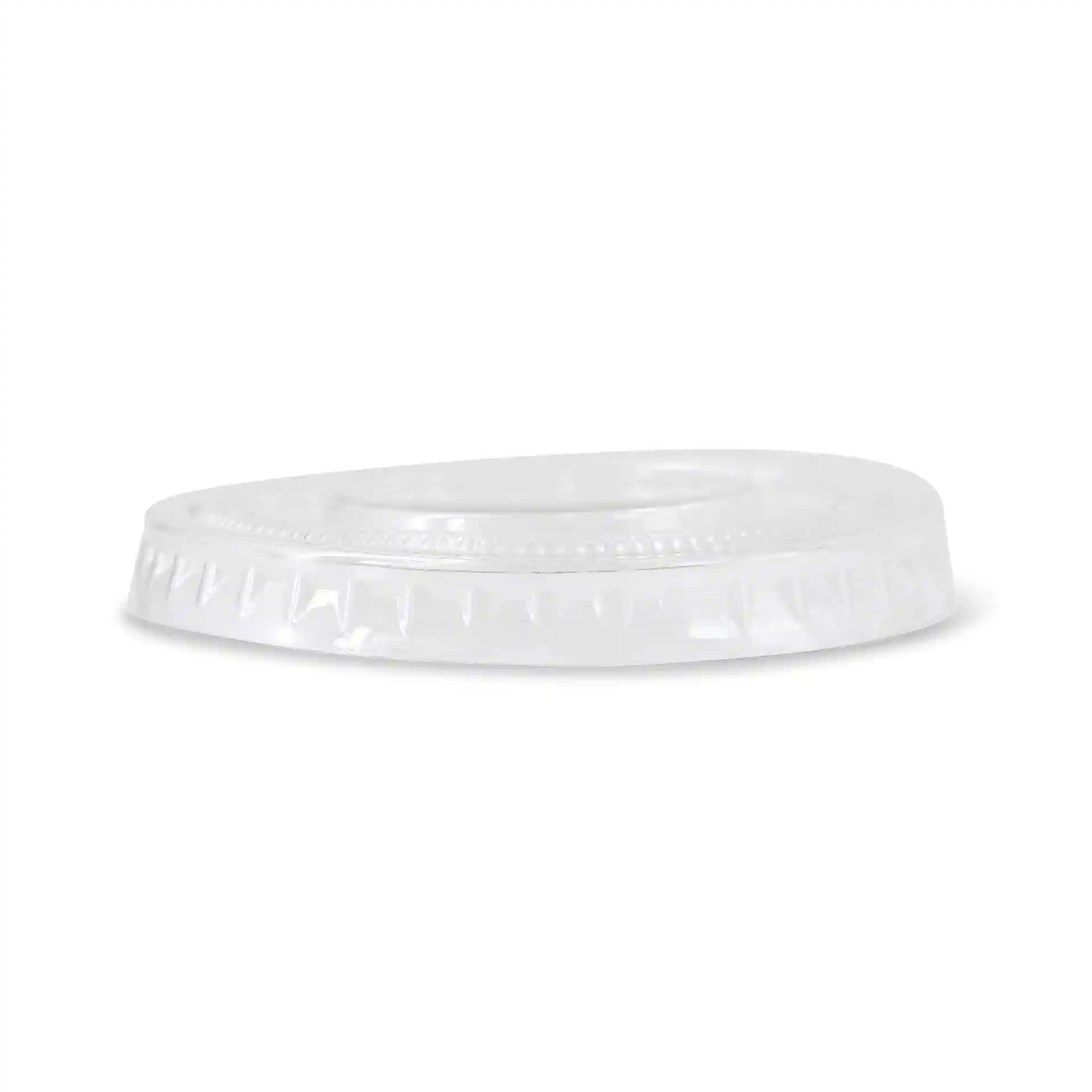 Couvercle rPET transparent d'un diamètre de 62 mm et d'une hauteur de 7 mm, avec un bord lisse.