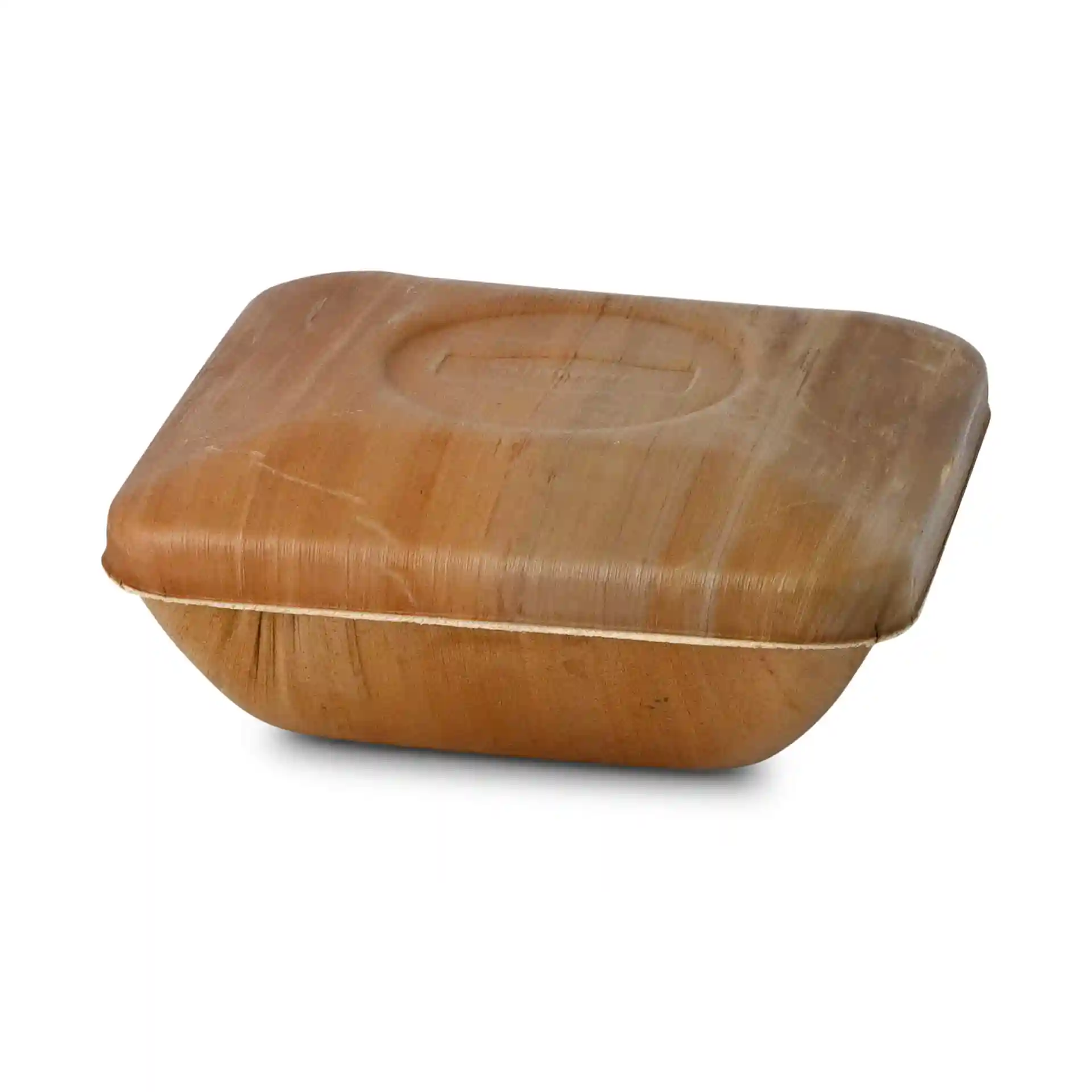 Bol carré en feuille de palmier avec couvercle, capacité de 800 ml, couleur grain, 50 mm de hauteur, 180 mm de longueur et de largeur.