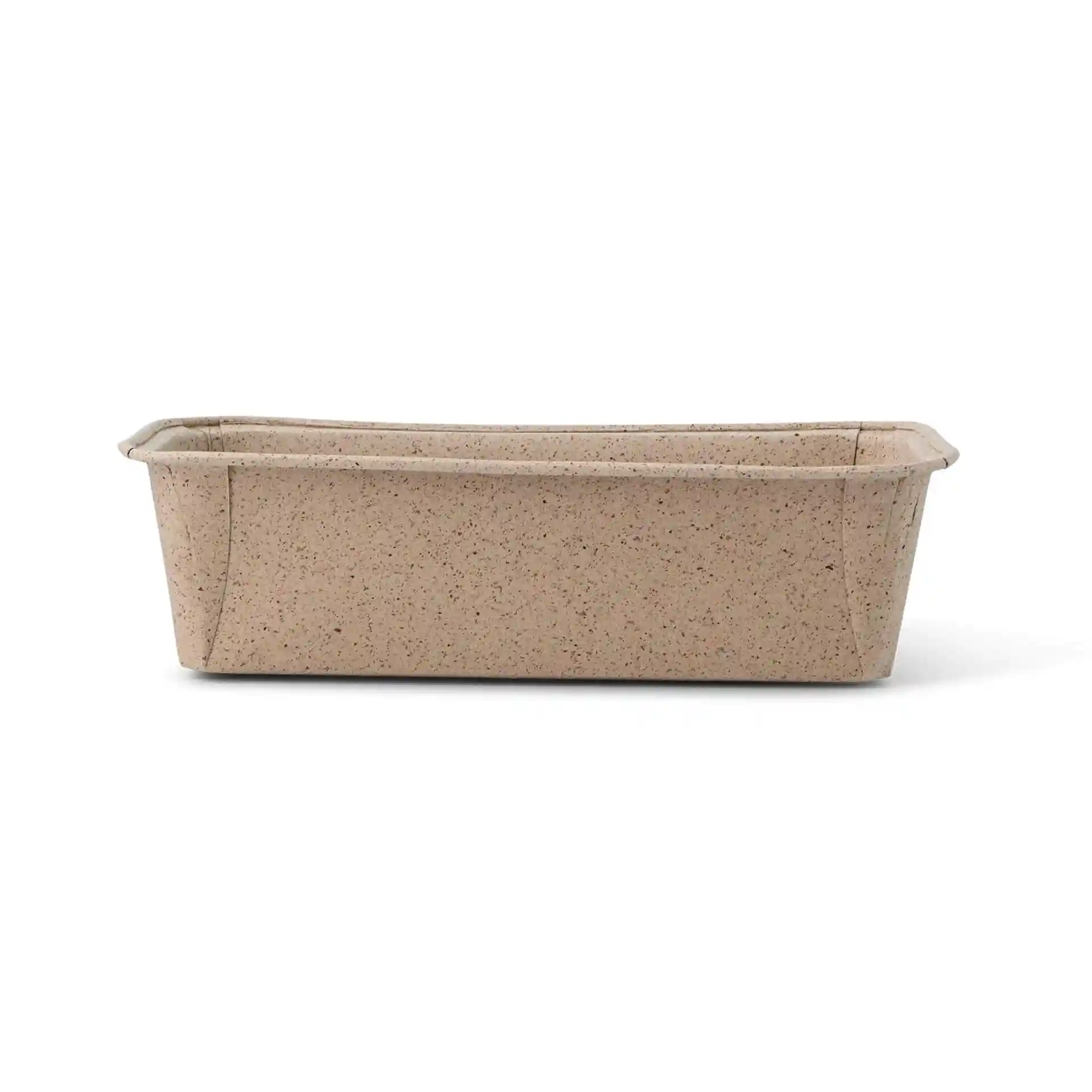 Moule à pâtisserie rectangulaire en papier cacao brun, mesurant 20 × 7 × 6 cm.