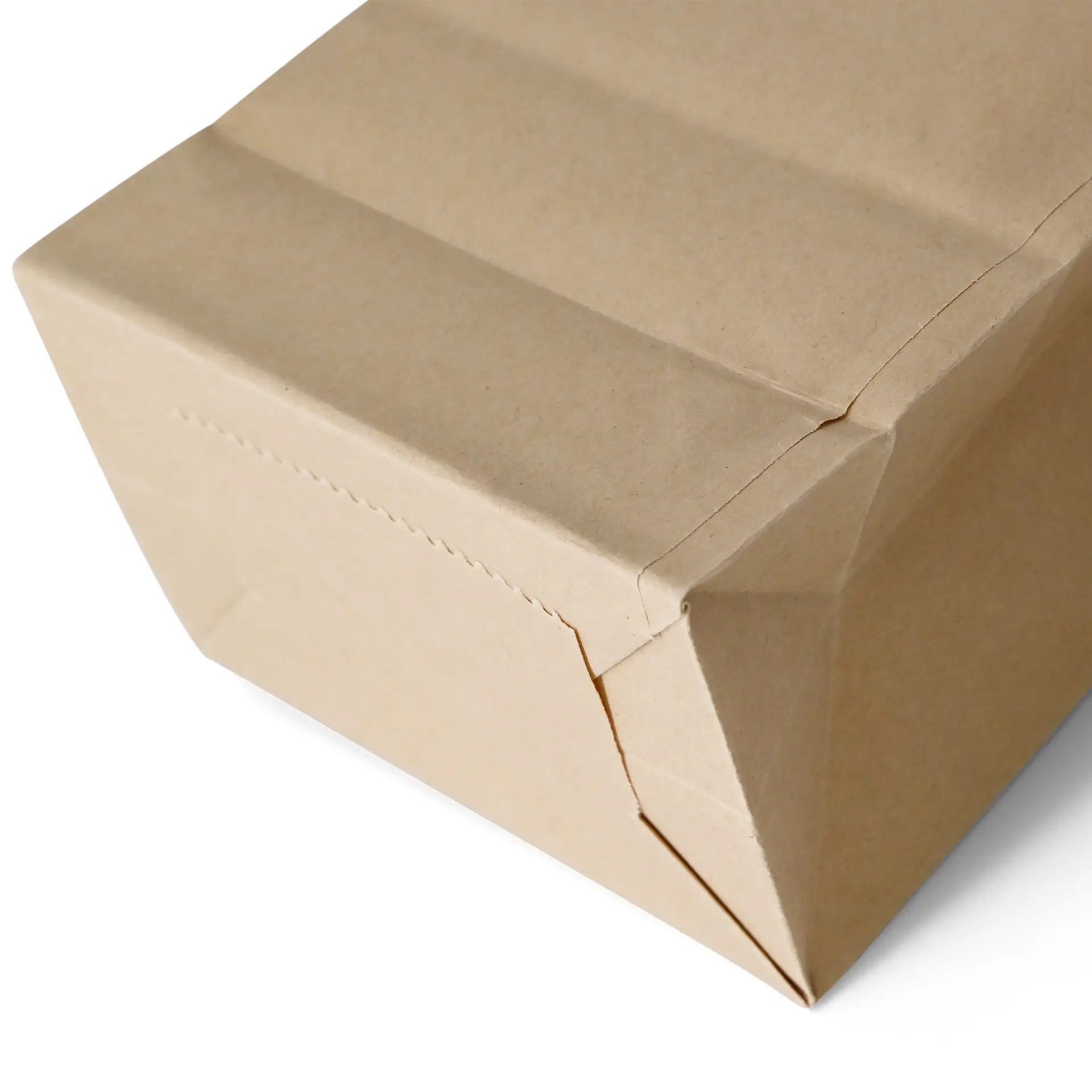 Sac en papier kraft brun avec fenêtre et fermeture en tin tie, présenté en vue angulaire.
