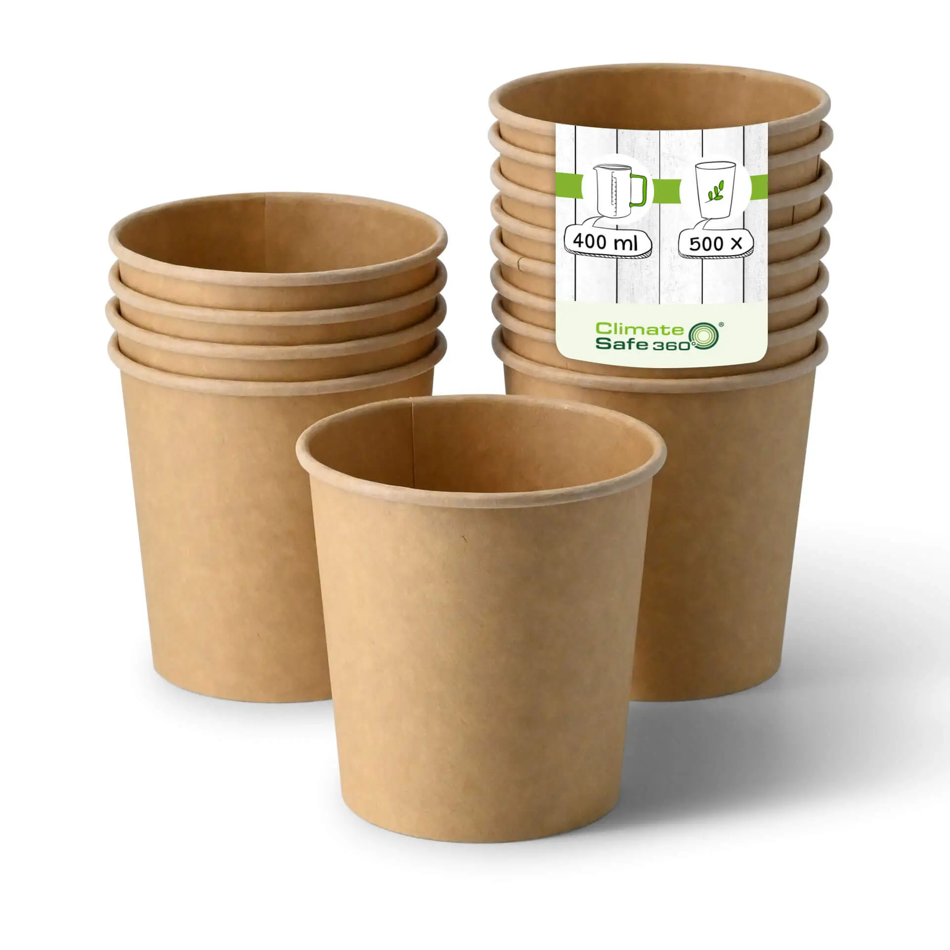 Pot à soupe à emporter en carton (Premium) 400 ml / 16 oz, Ø 95 mm, brun, revêtement biologique