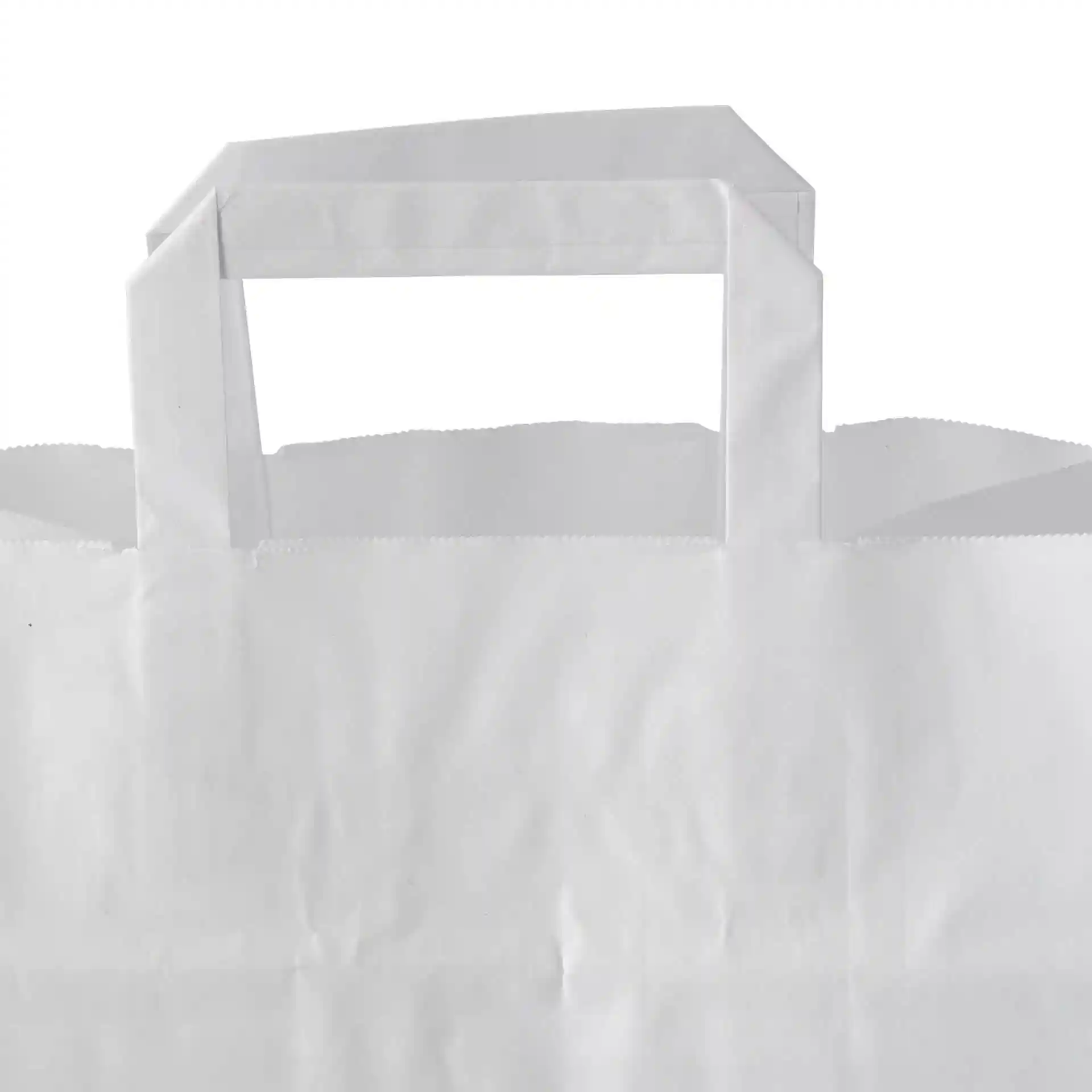 Sac en papier kraft blanc avec un large fond et deux poignées, dimensions 26 x 17 x 25 cm.