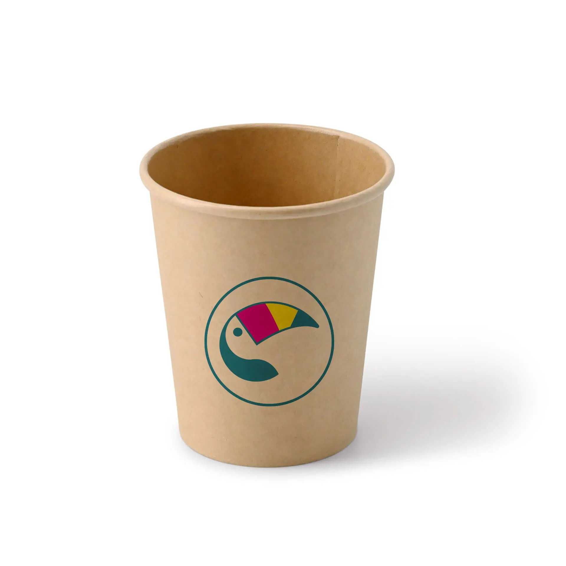 Gobelets en carton avec logo (simple paroi), 200 ml / 8 oz, brun, revêtement PE