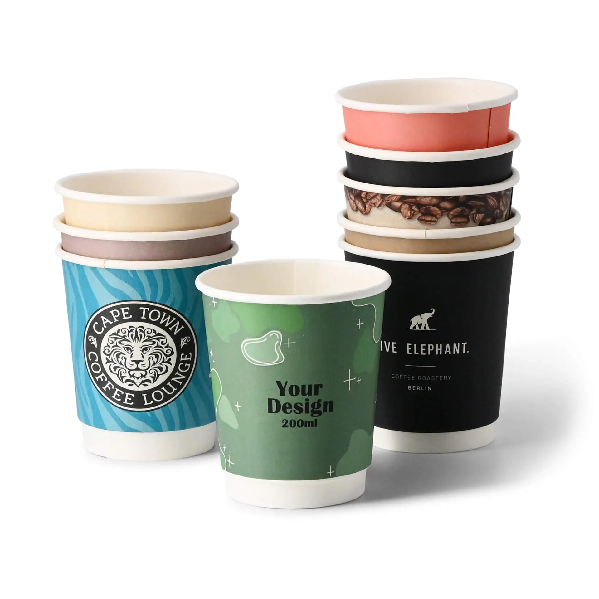 Gobelets personnalisés en carton, double paroi, 200 ml / 8 oz, blanc, mat, PE Gobelets personnalisés en carton, double paroi, 200 ml / 8 oz, blanc, mat, PE
