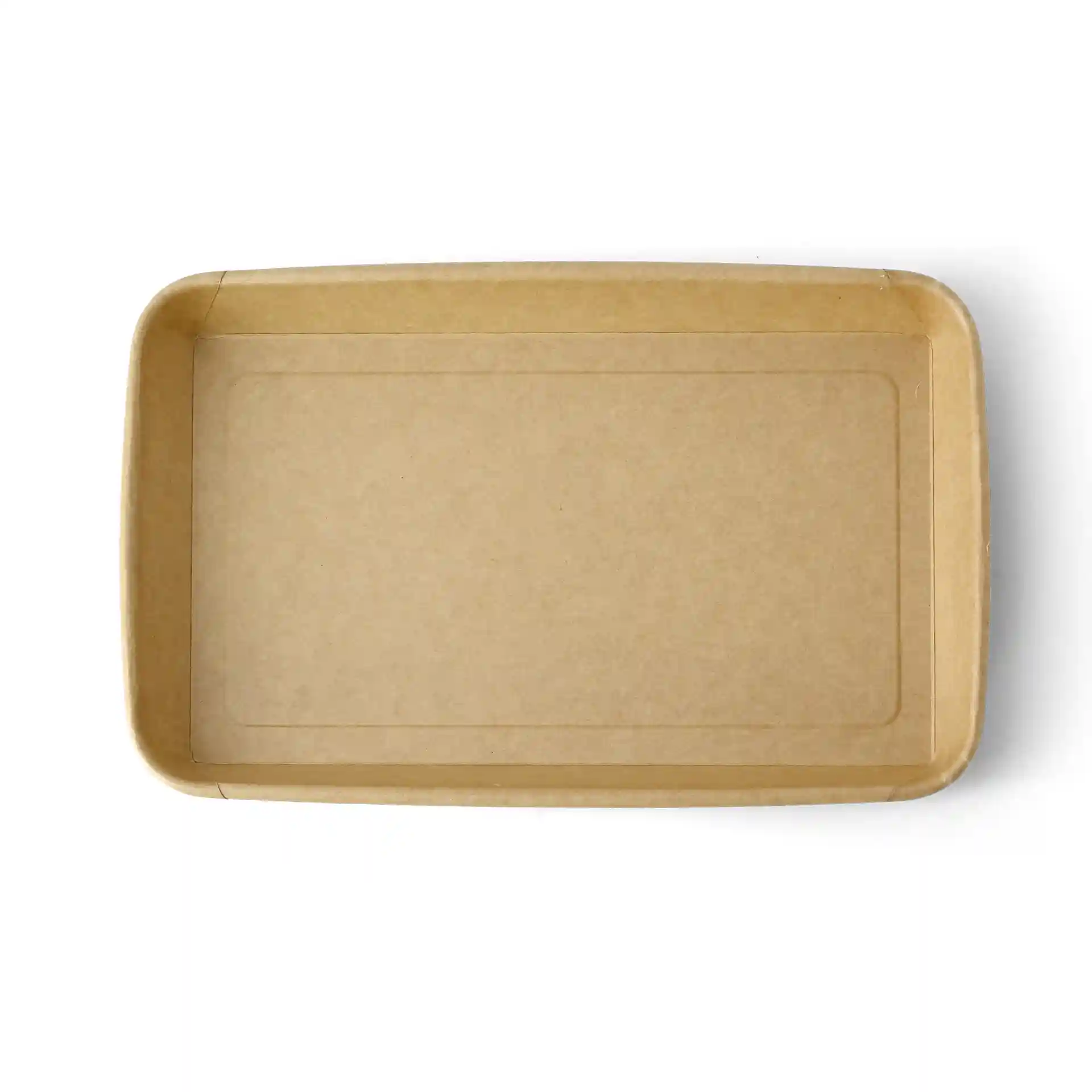 Boîte à sushi rectangulaire brune avec intérieur en PE, mesurant 24 x 15 x 3 cm.