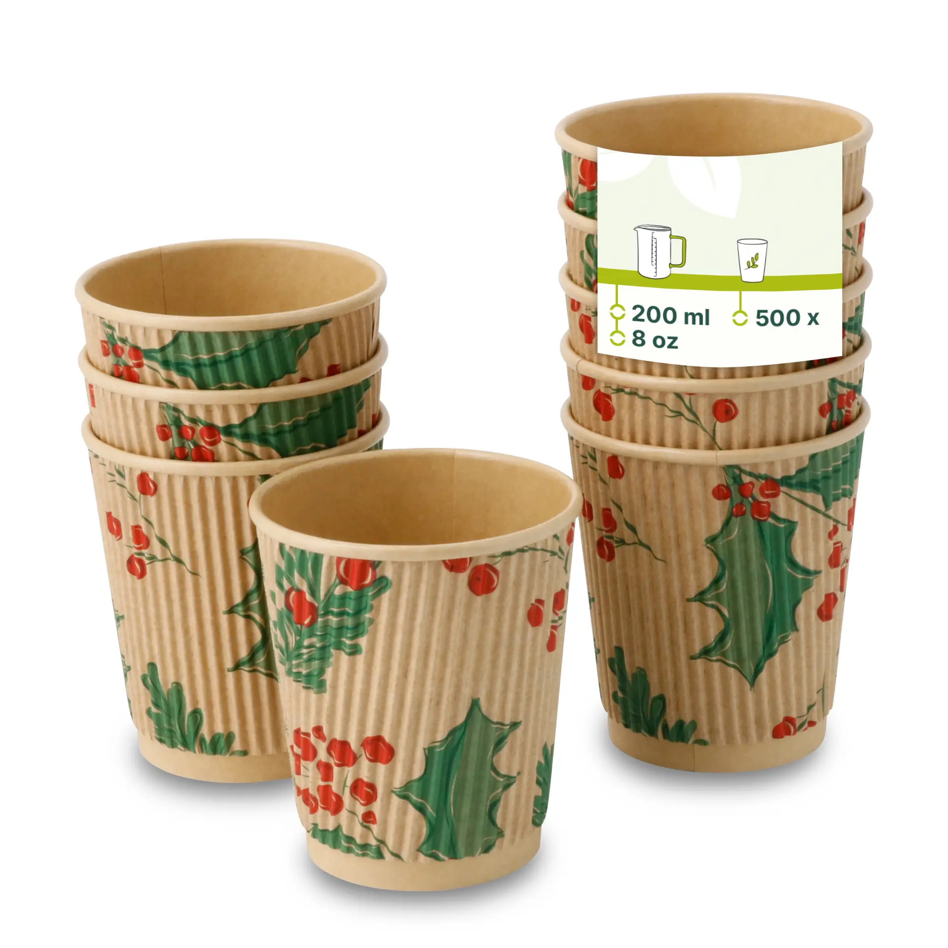 Gobelet ondulé hiver non blanchi "Branches" 200 ml / 8 oz, Ø 80 mm Gobelet ondulé hiver non blanchi "Branches" 200 ml / 8 oz, Ø 80 mm