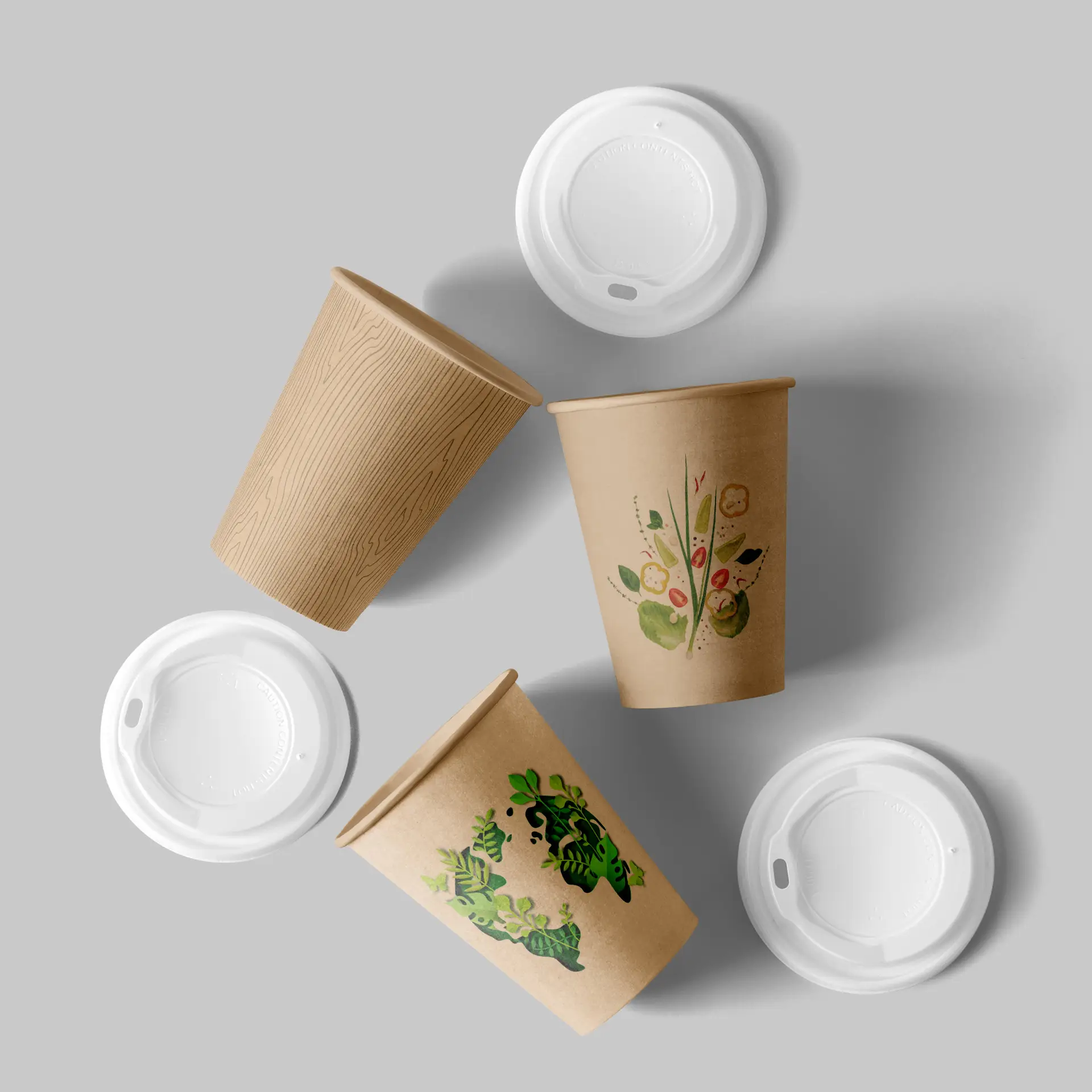 Gobelets personnalisés, paroi simple, 200 ml / 8 oz, brun, PLA