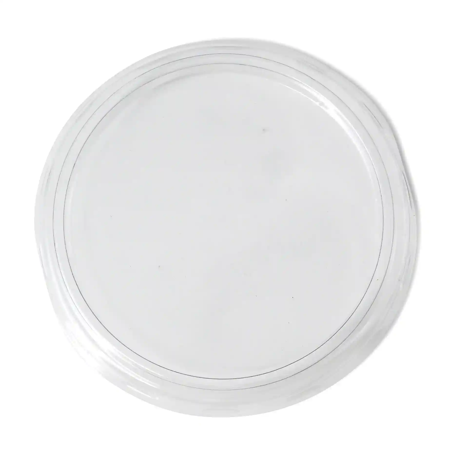 Couvercle rond en rPET transparent d'un diamètre de 75 mm et d'une hauteur de 11 mm.