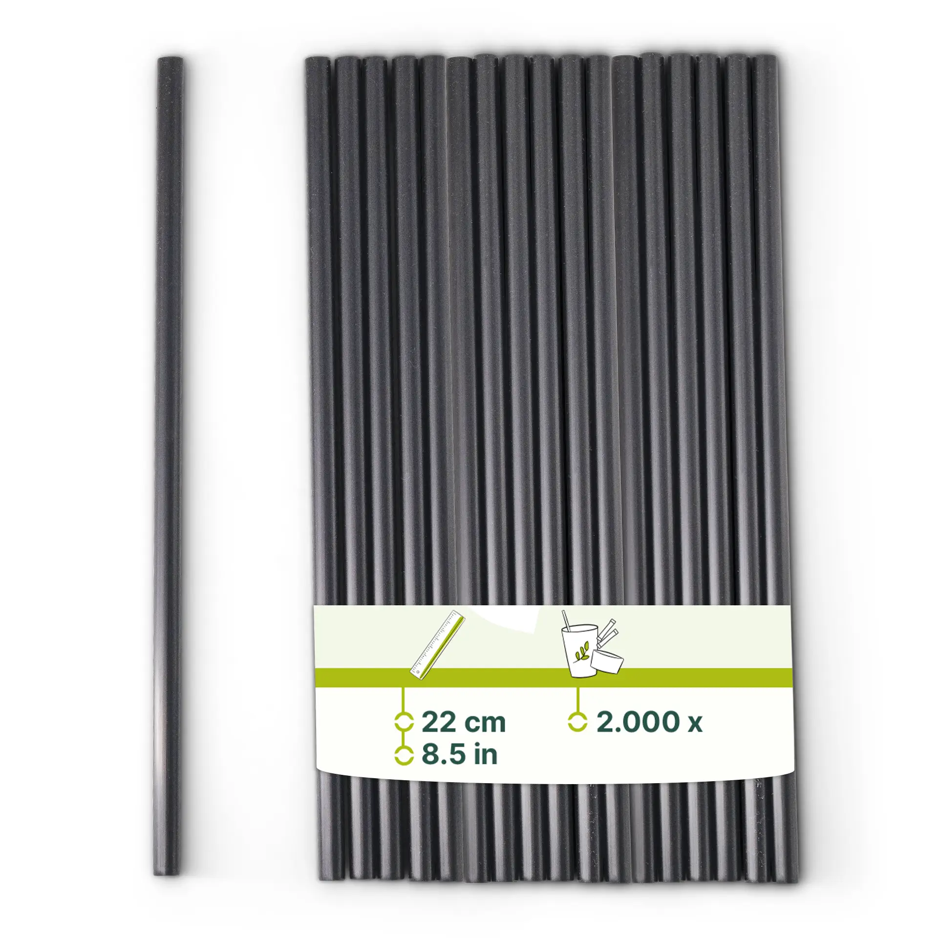Pailles réutilisables 22 cm, Ø 0,7 cm, noires