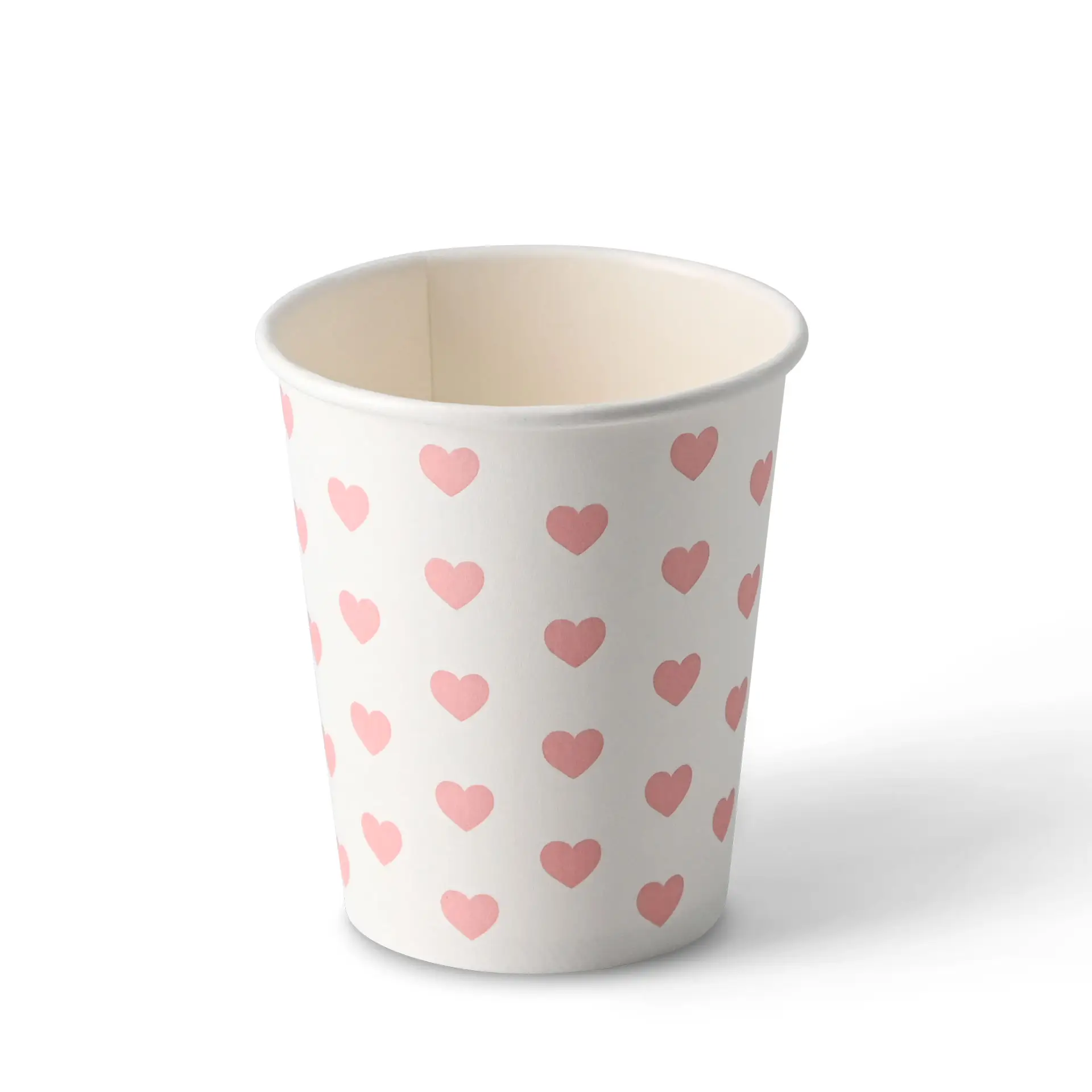 Gobelet en papier imprimé "Hearts" 20 cl / 8 oz, Ø 80 mm, blanc
