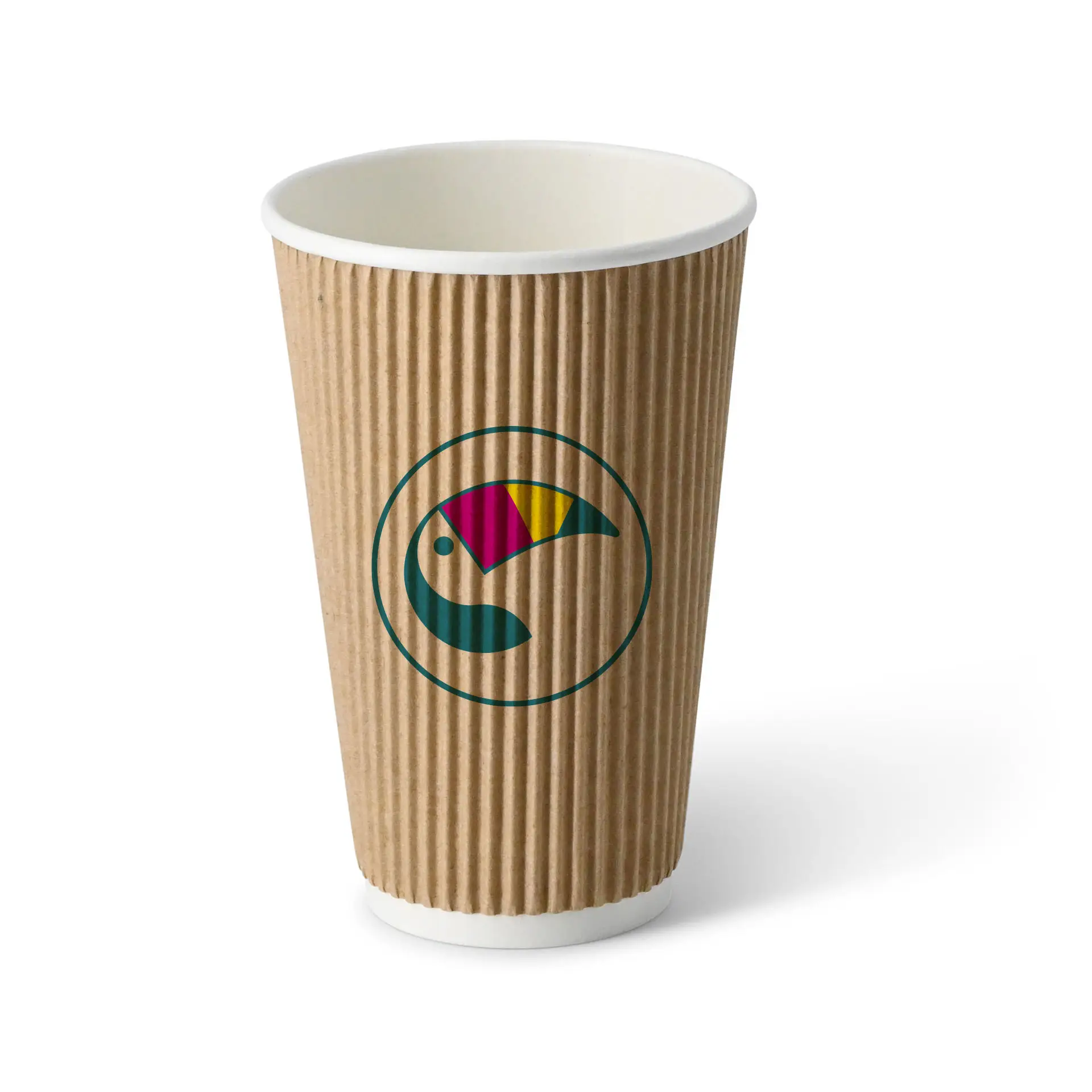 Gobelet à double paroi personnalisé, 400 ml / 16 oz, brun / blanc, enduit PE