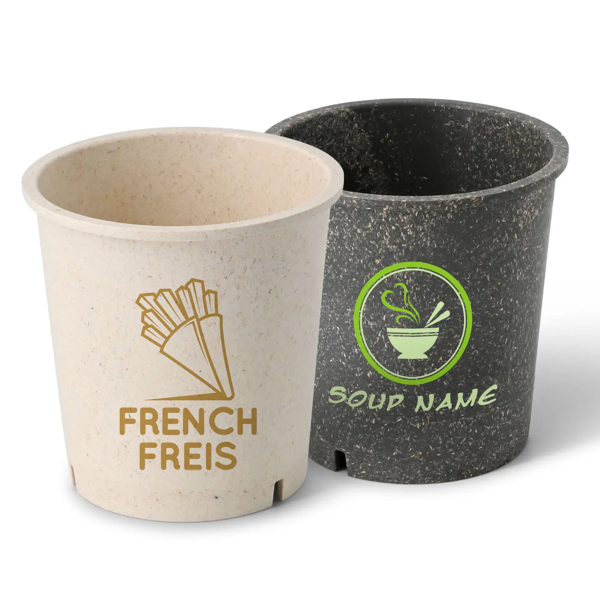 Personnalisez des pots à soupe réutilisables, 400 ml, blanc crème
