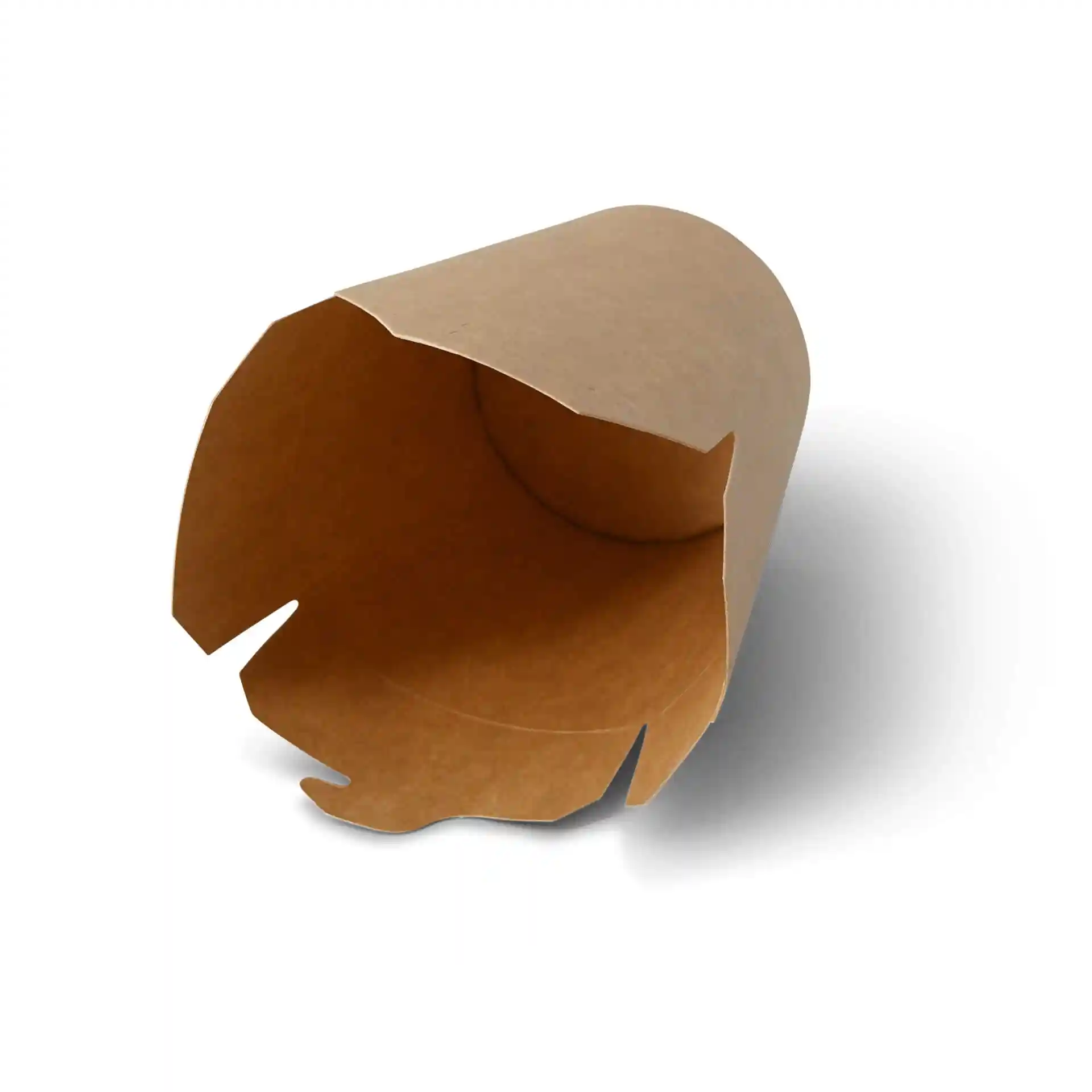 Boîte à nouilles en carton brun avec un dessus ouvert et des bords évasés, conçue pour une capacité de 400 ml.