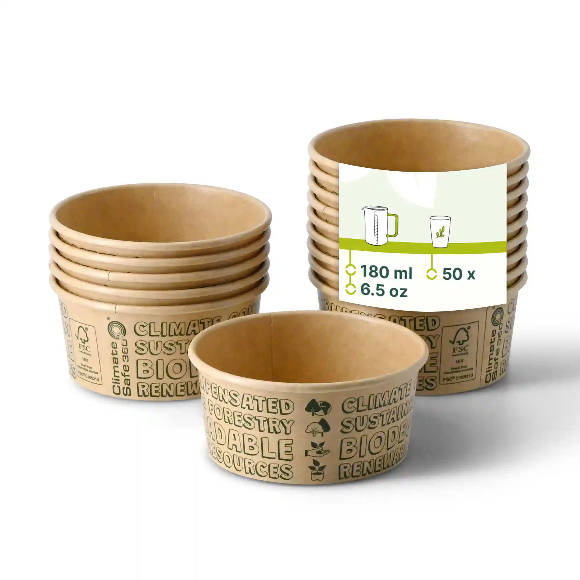 Coupes à glace en papier brun, capacité de 4 oz, forme ronde, diamètre de 92 mm et hauteur de 42 mm.