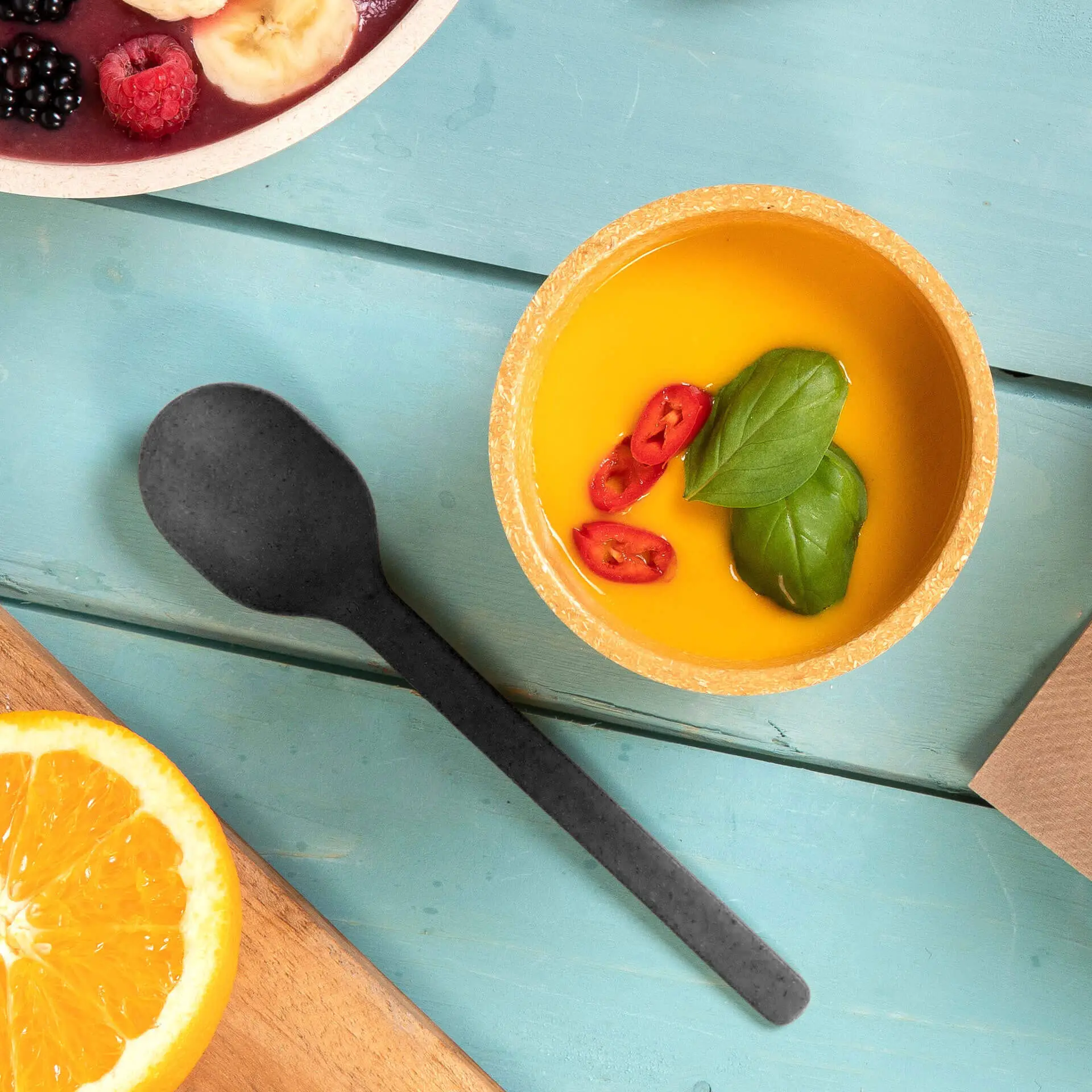Cuillère réutilisable "merways Cutlery" 18 cm, poivre / gris