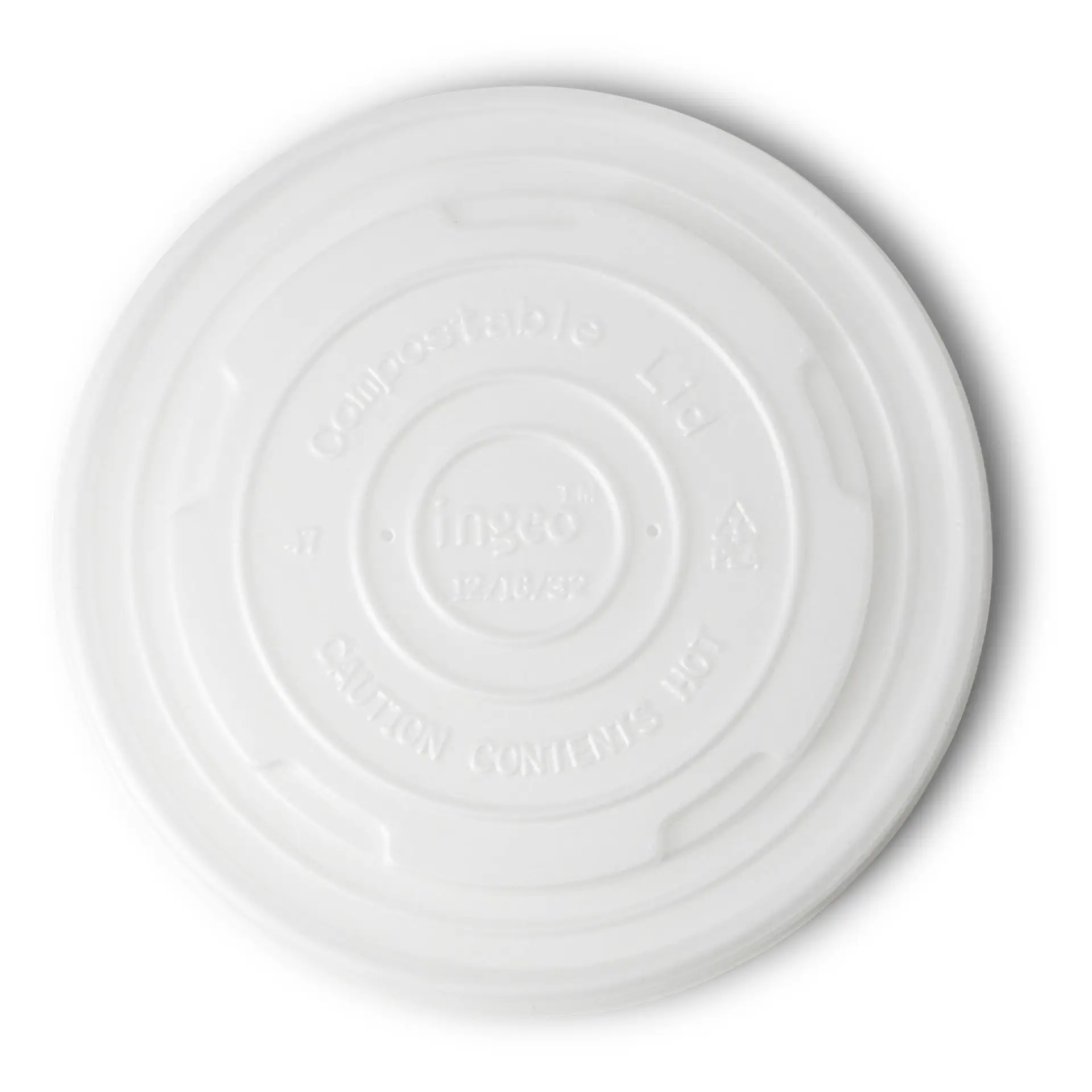 Couvercle plat en CPLA blanc pour pot en carton, Ø 115 mm