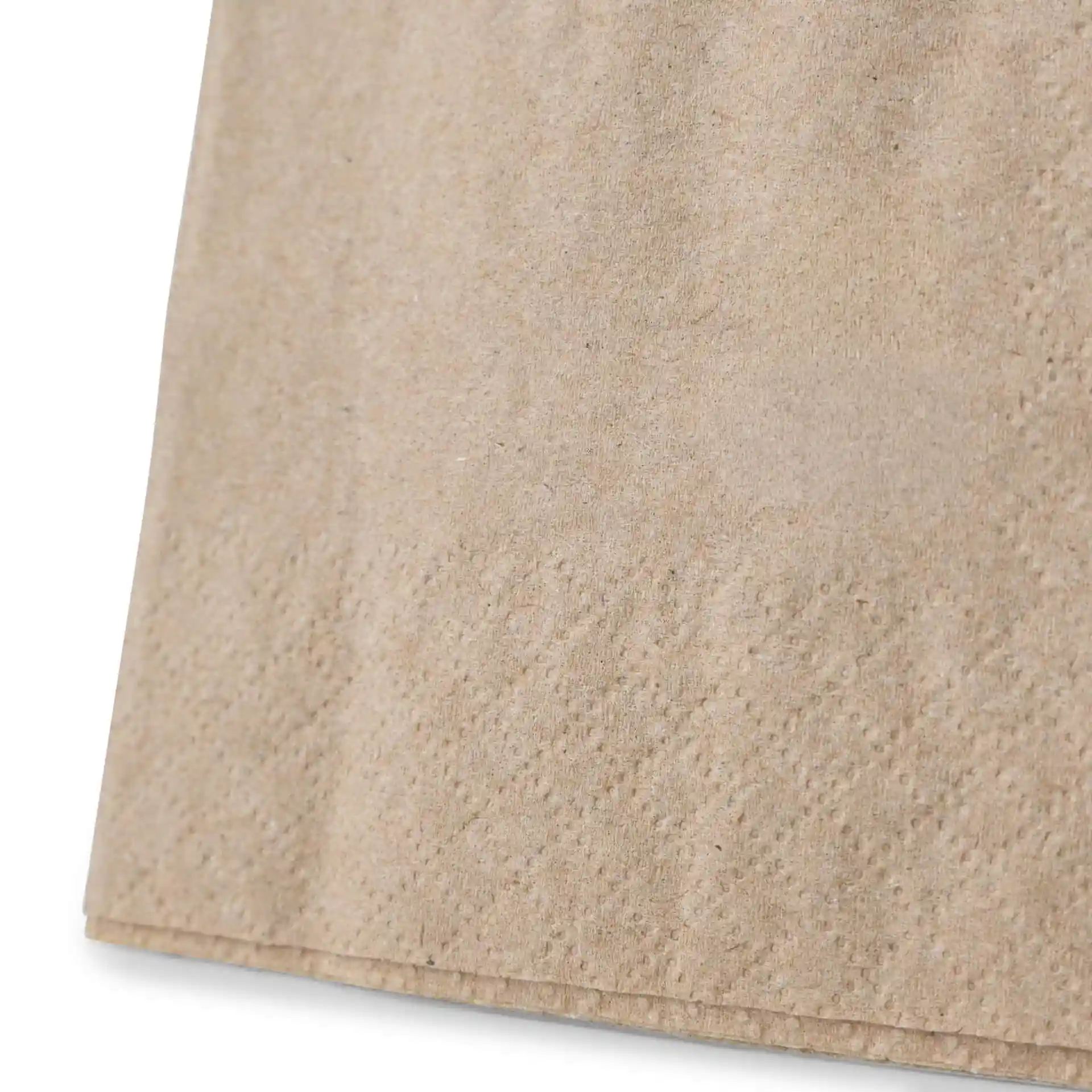 Serviette à cocktail en papier recyclé brun avec symbole et texte 100% recyclé.
