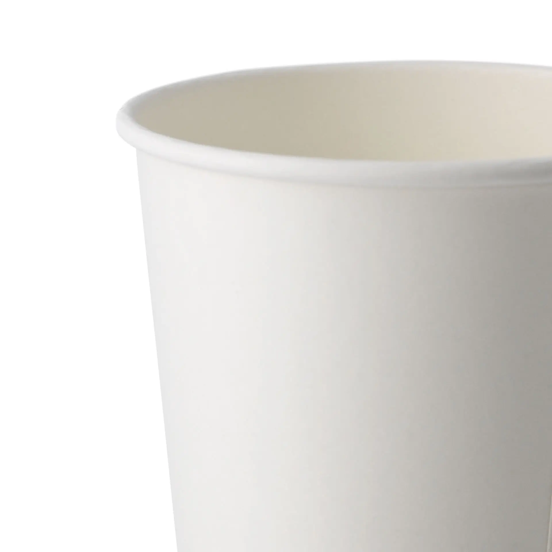 Gobelet en papier blanc à simple paroi avec revêtement PLA, adapté aux boissons chaudes et froides, taille 500 ml.