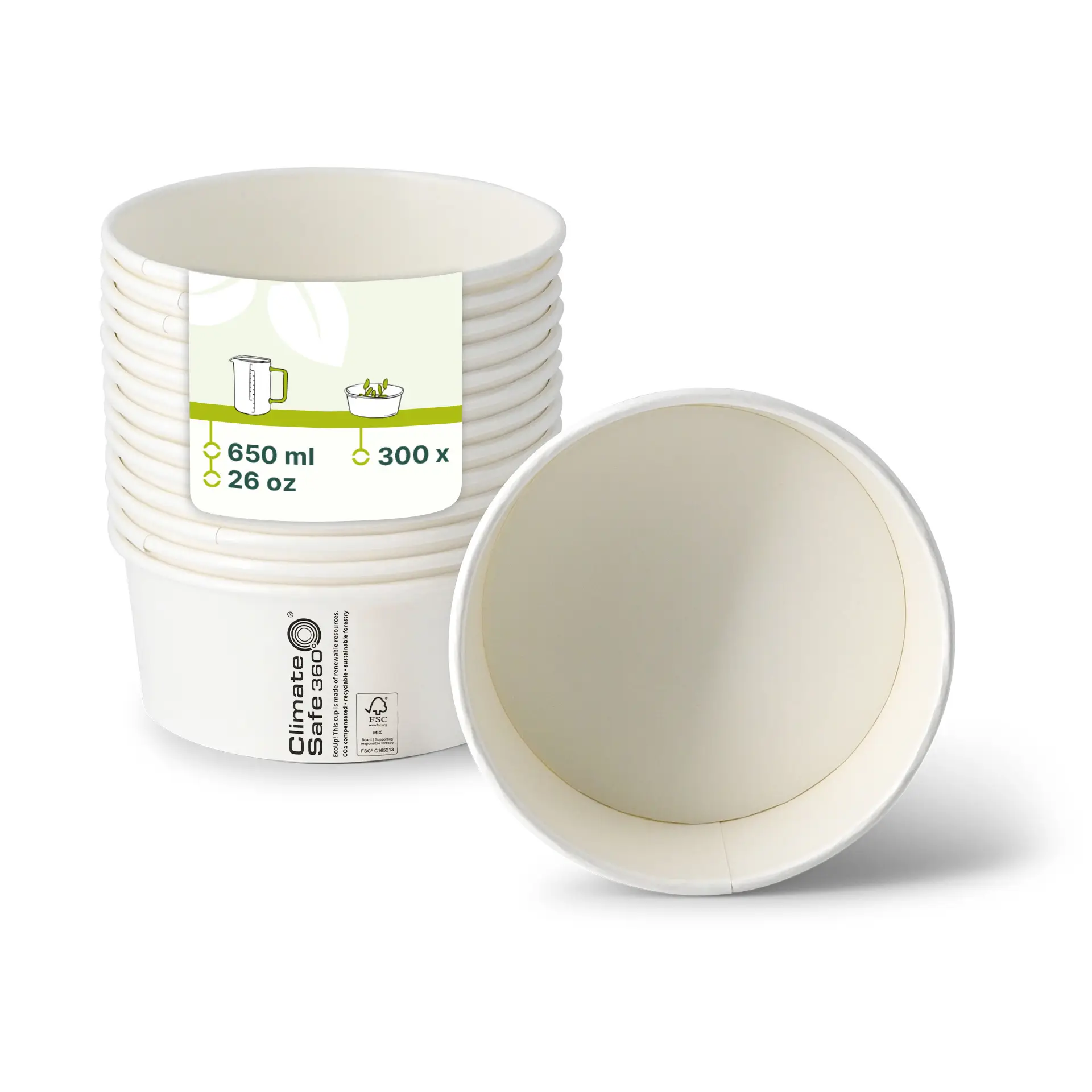 Bol rond en carton kraft (revêtu de PE), 650 ml, Ø 150 mm, blanc, rondes (800 ml de volume max.) con30027-01-0-kartonschalen-beschichtet-salatschalen-650-ml-150-mm-weiss-rund-800-ml-max-volumen