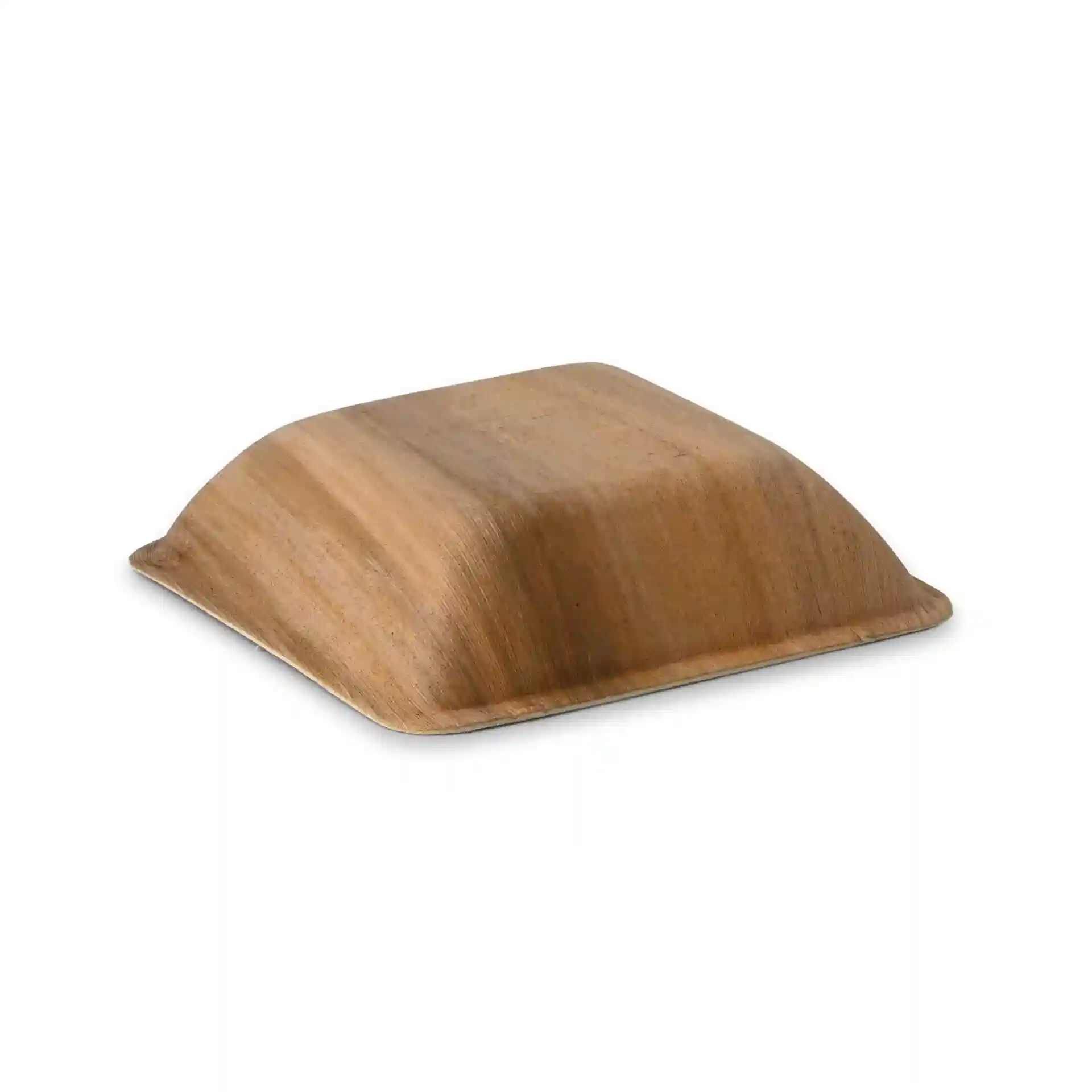 Bol carré en feuille de palmier avec finition grainée, mesurant 172 mm de longueur et de largeur, 43 mm de hauteur.