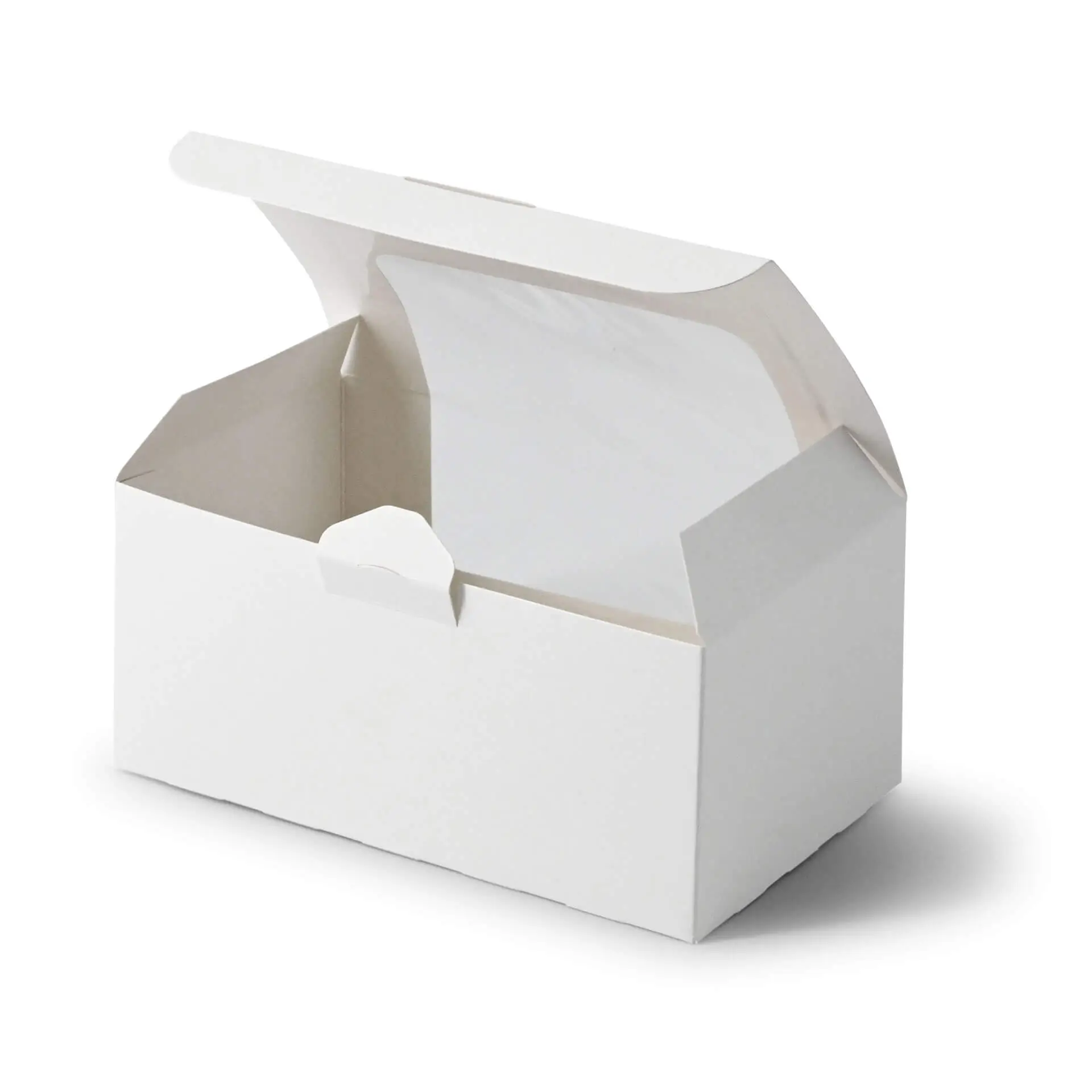 Boîte à cupcakes blanche en 2 parties avec fenêtre en cellulose, adaptée pour les cupcakes et petites pâtisseries.