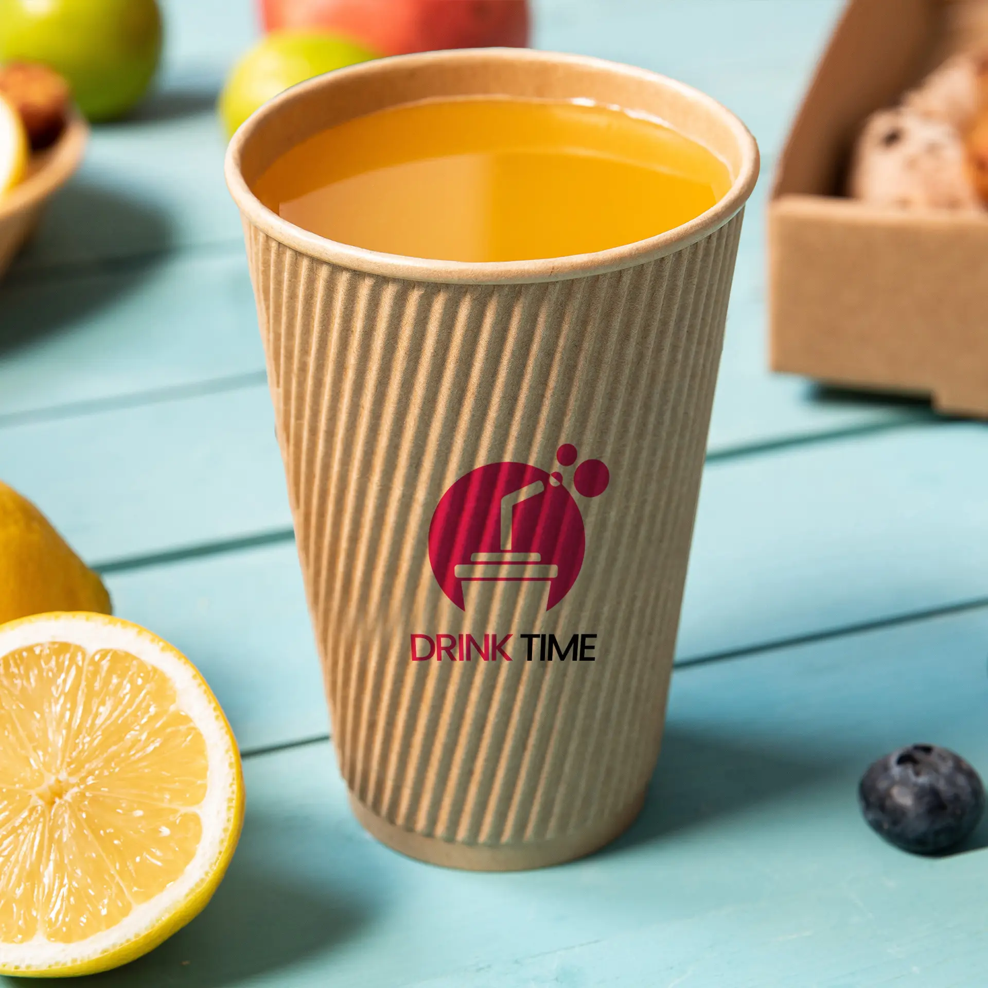 Gobelet à double paroi personnalisé, 400 ml / 16 oz, brun, enduit PLA