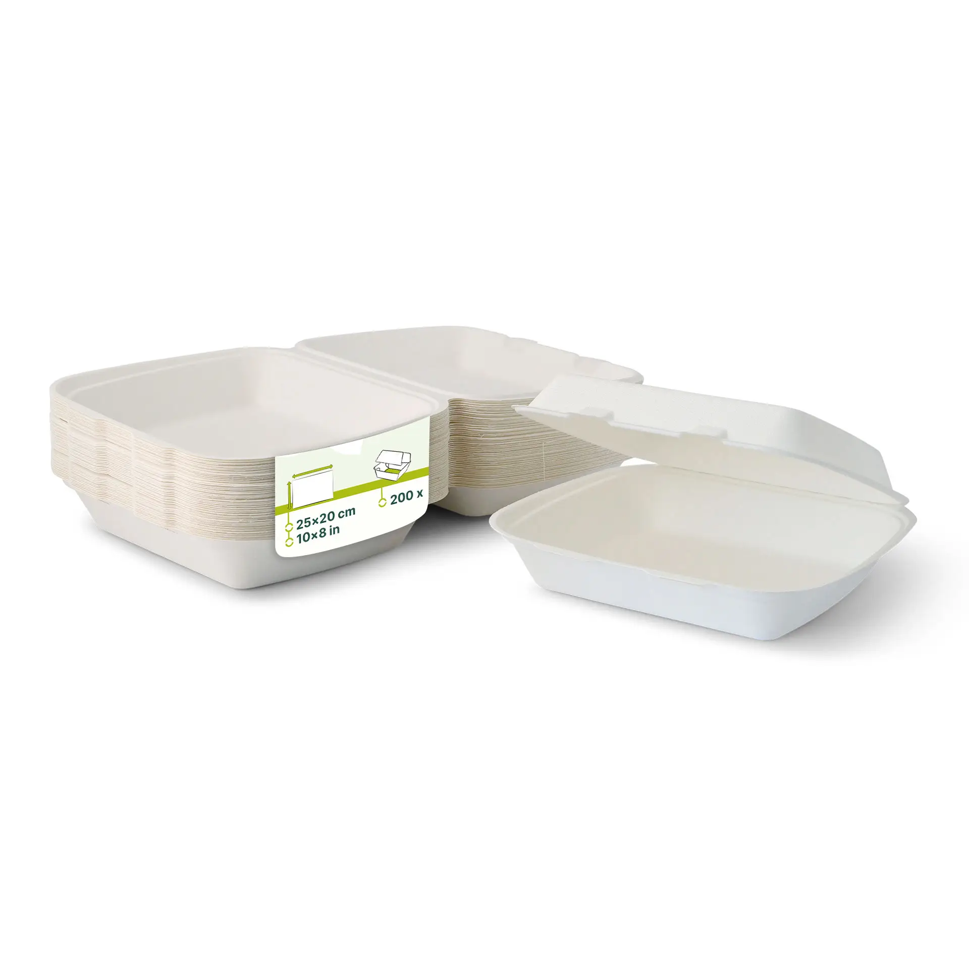 Barquette alimentaire en canne à sucre, 25 x 20 x 7,5 cm, rectangulaire Barquette alimentaire en canne à sucre, 25 x 20 x 7,5 cm, rectangulaire