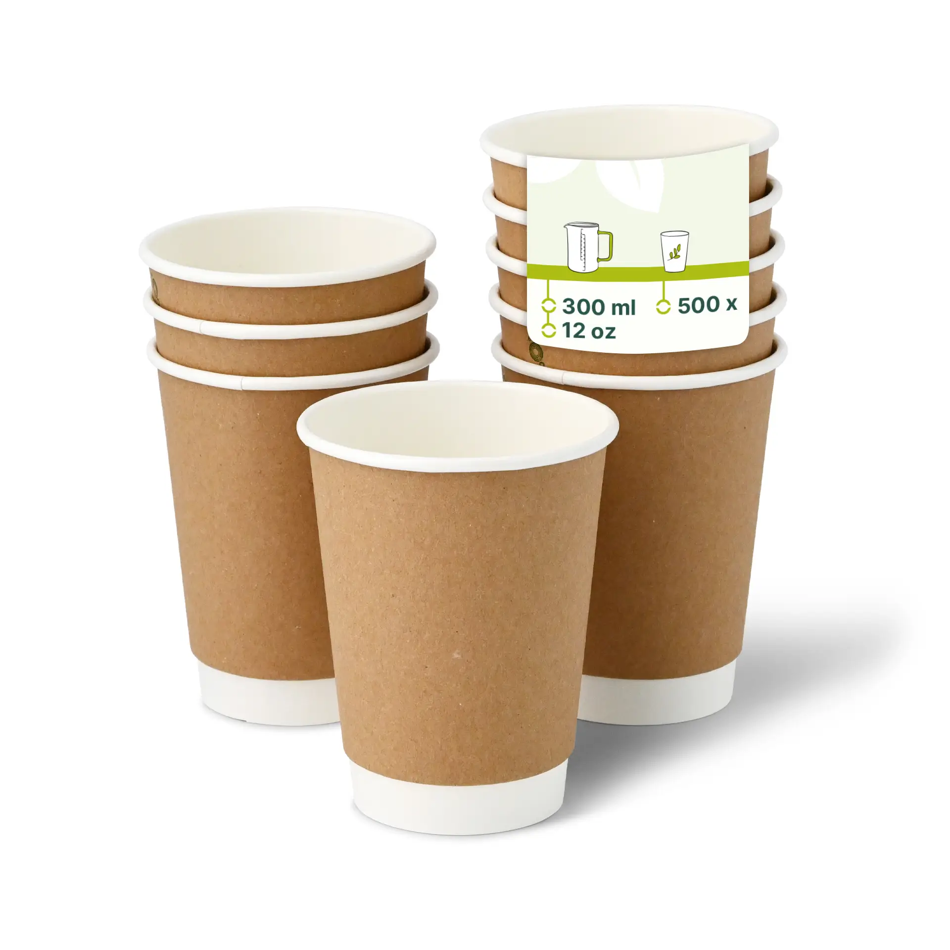 Gobelet en carton double paroi, 30 cl / 12 oz, Ø 90 mm, marron