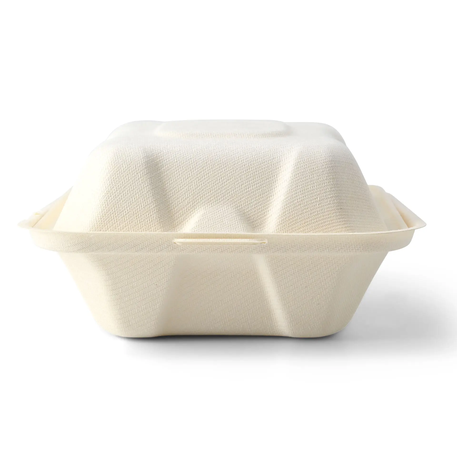 Boîte à burger carrée en pulpe de bois 14,5 x 14,5 x 7 cm Boîte à burger carrée en pulpe de bois 14,5 x 14,5 x 7 cm