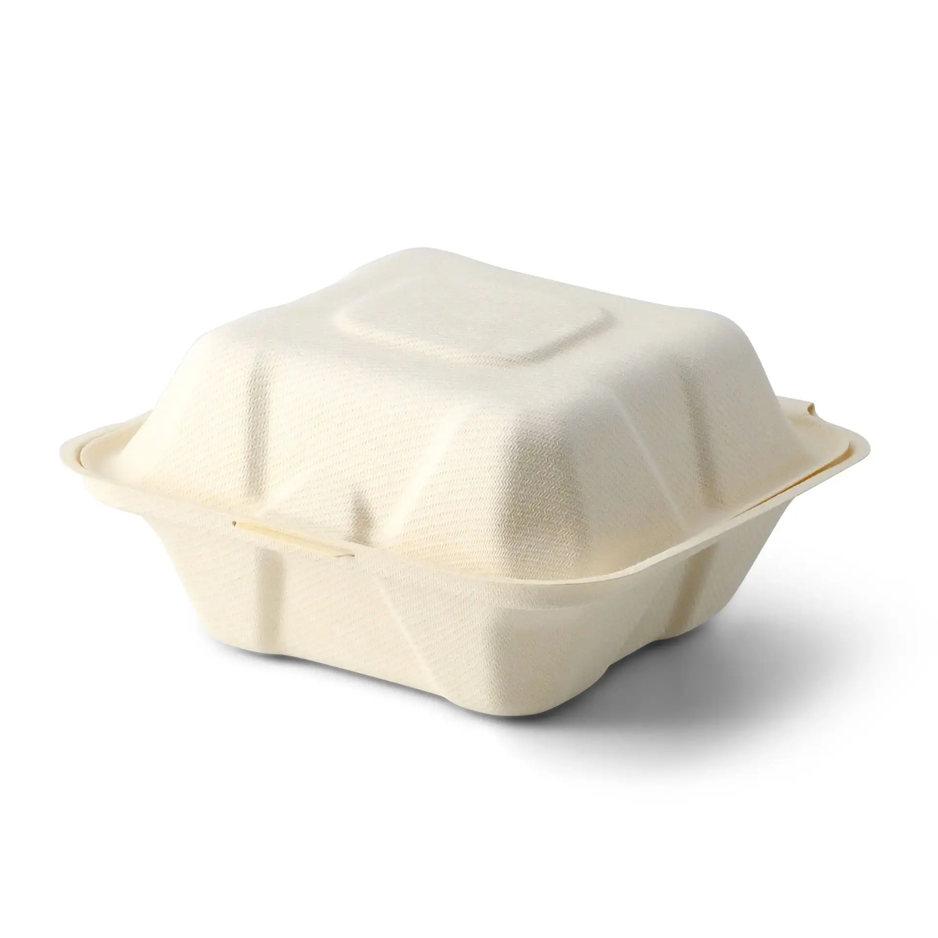 Boîte à burger carrée en pulpe de bois 14,5 x 14,5 x 7 cm Boîte à burger carrée en pulpe de bois 14,5 x 14,5 x 7 cm