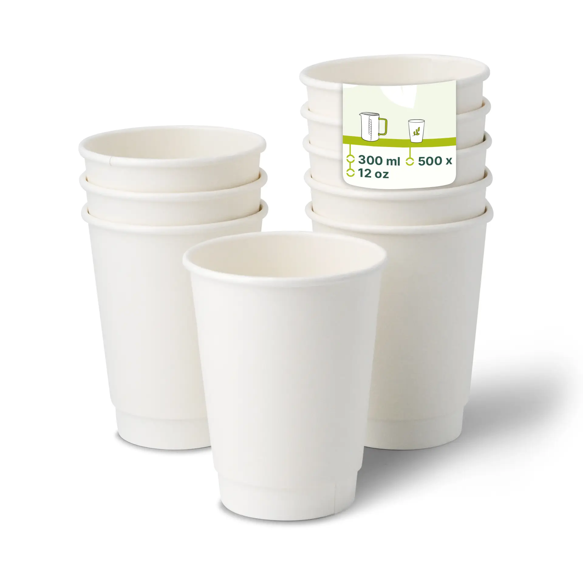Gobelet en carton double paroi, 30 cl / 12 oz, Ø 90 mm, blanc