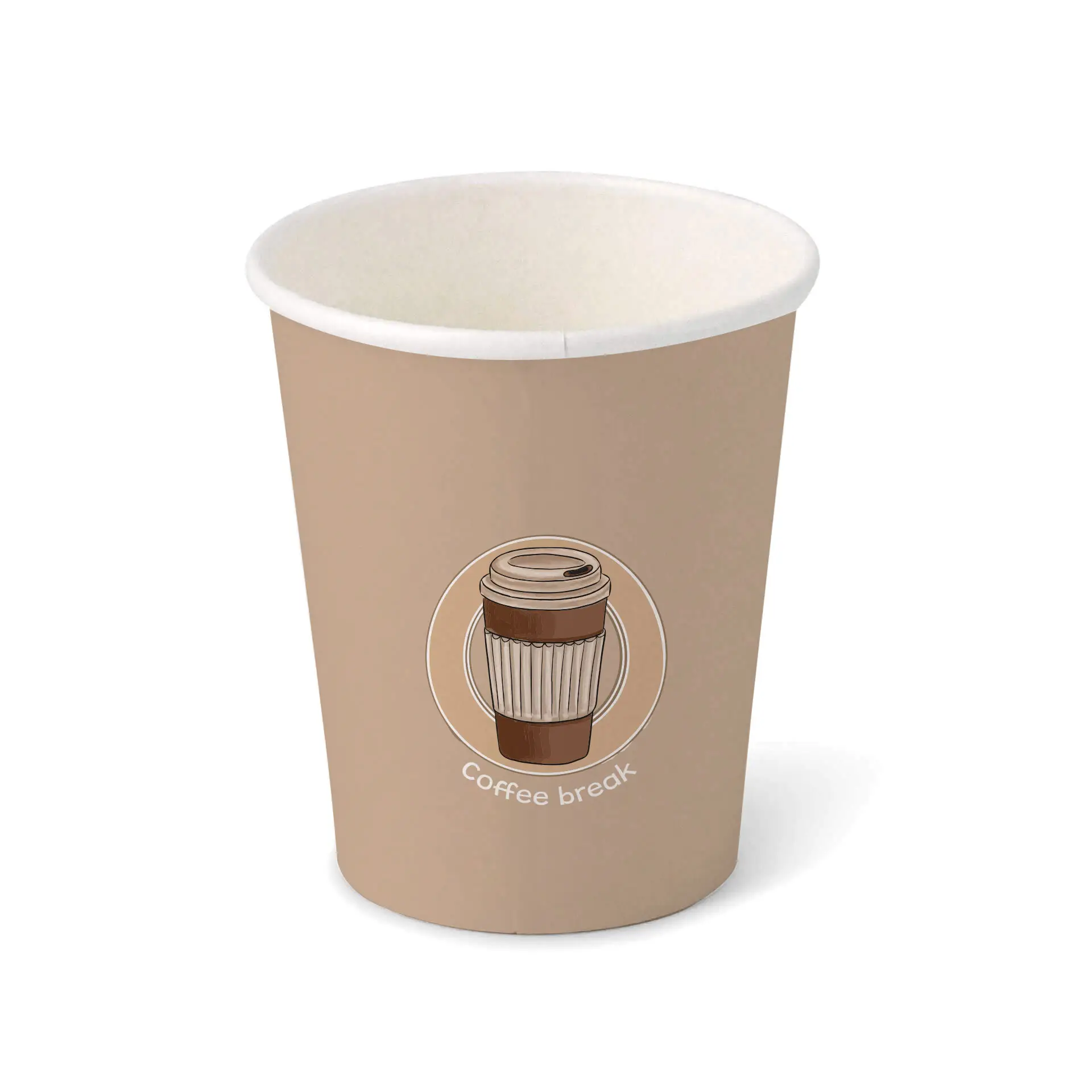 Gobelet en carton imprimé "Coffeebreak" (revêtu) 200 ml / 8 oz, Ø 80 mm, blanc