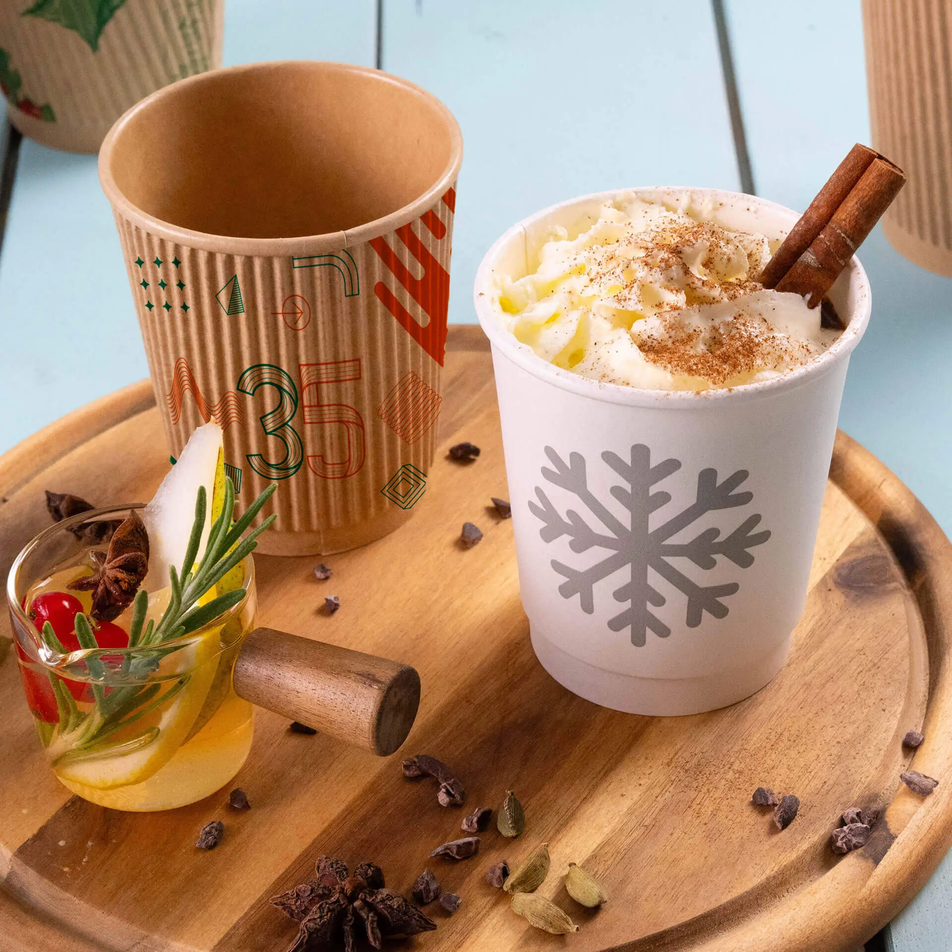 Gobelet à double paroi personnalisé, 200 ml / 8 oz, brun, enduit PLA