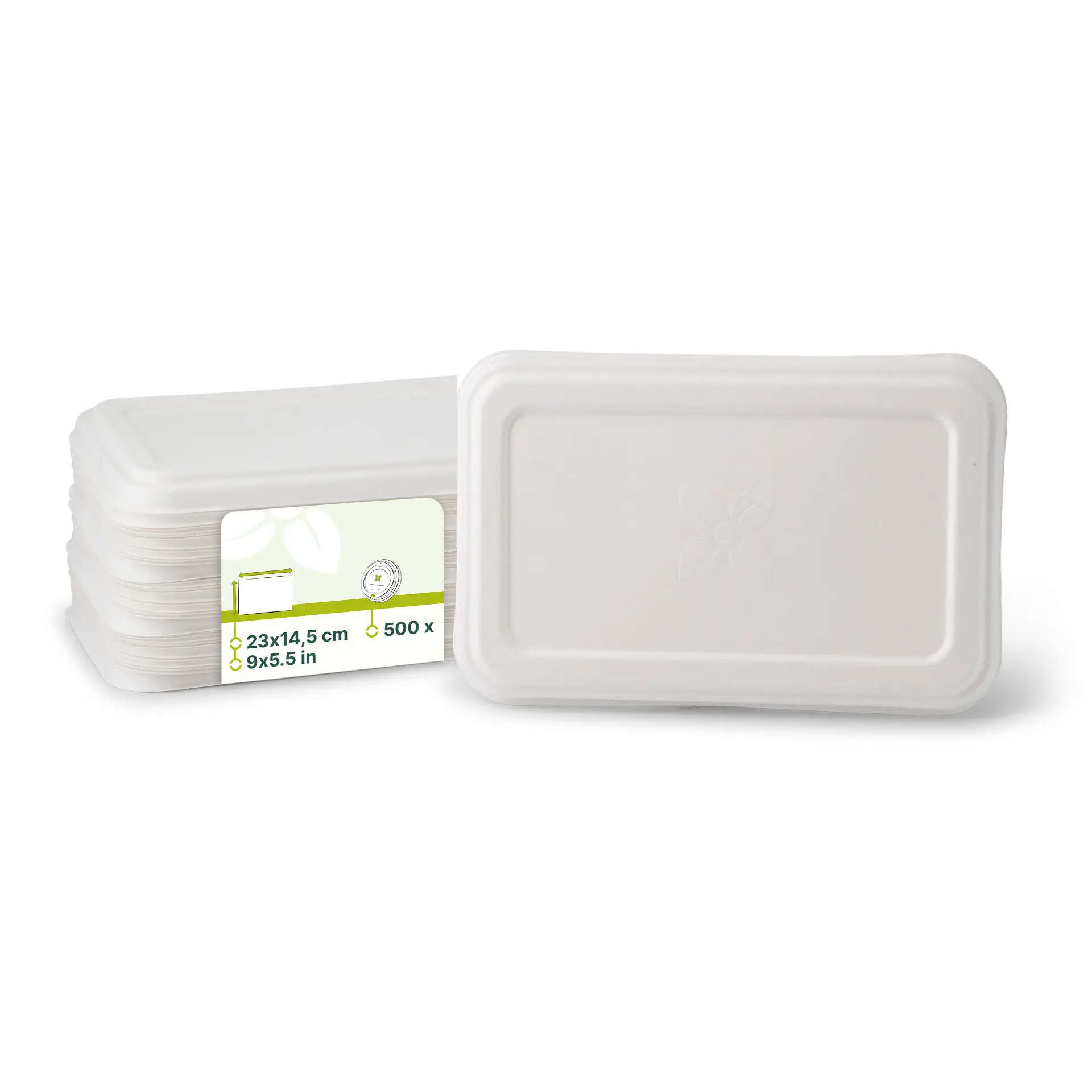 Couvercle en canne à sucre 23 x 14,5 cm, rectangulaire (pour barquettes à menus 1.000 ml) Couvercle en canne à sucre 23 x 14,5 cm, rectangulaire (pour barquettes à menus 1.000 ml)