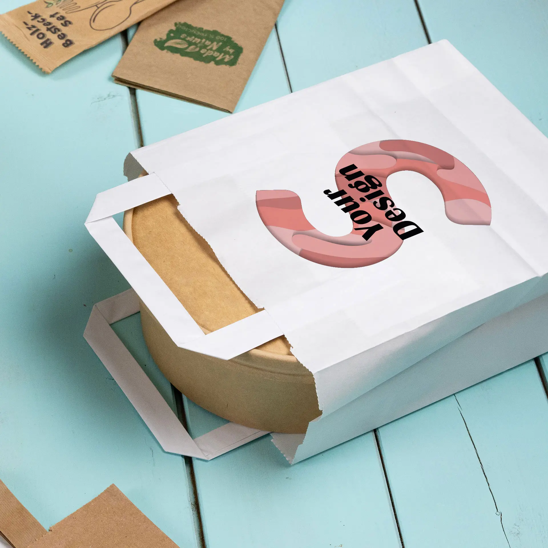 Sacs en papier personnalisés, blancs, S - 18 x 8 x 22 cm