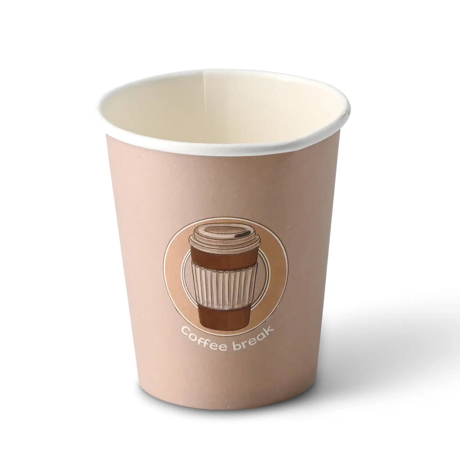 Gobelet en carton imprimé "Coffeebreak" 20 cl / 8 oz, Ø 80 mm, blanc