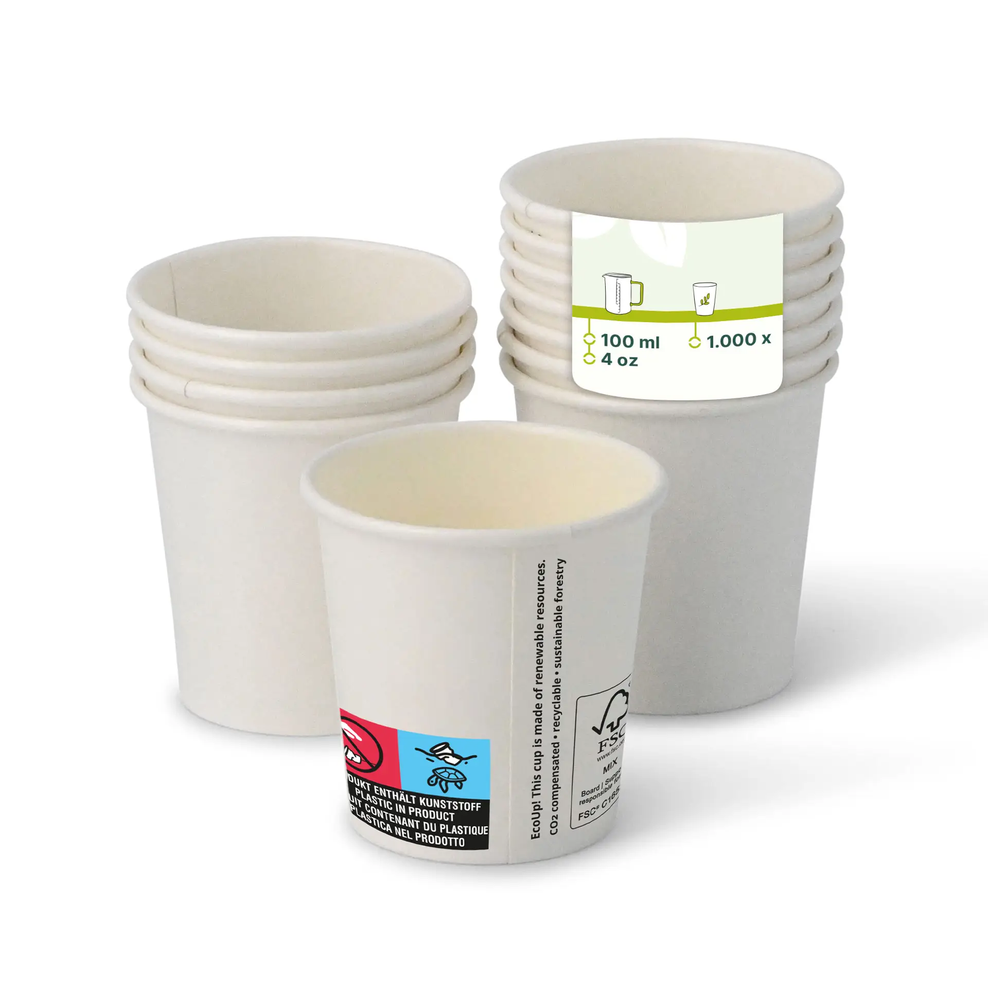 Gobelet en carton (revêtu de PE) 10 cl / 4 oz, Ø 62 mm, blanc con10006-01-0-pappbecher-beschichtet-100-ml-4-oz-62-mm-weiss