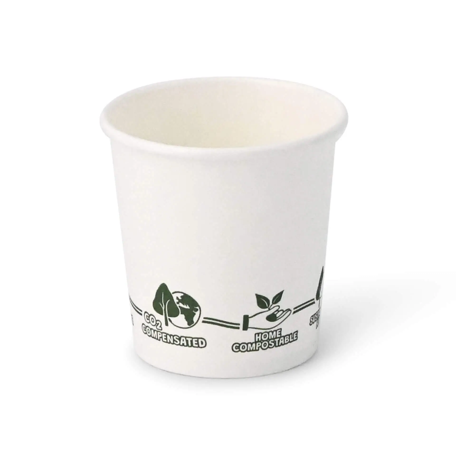 Gobelet en carton blanc, logos EcoUp©, 10 cl / 4 oz, Ø 62 mm dhd045221-pappbecher-100-ml-4-oz-62-mm-ecoup-icons-1