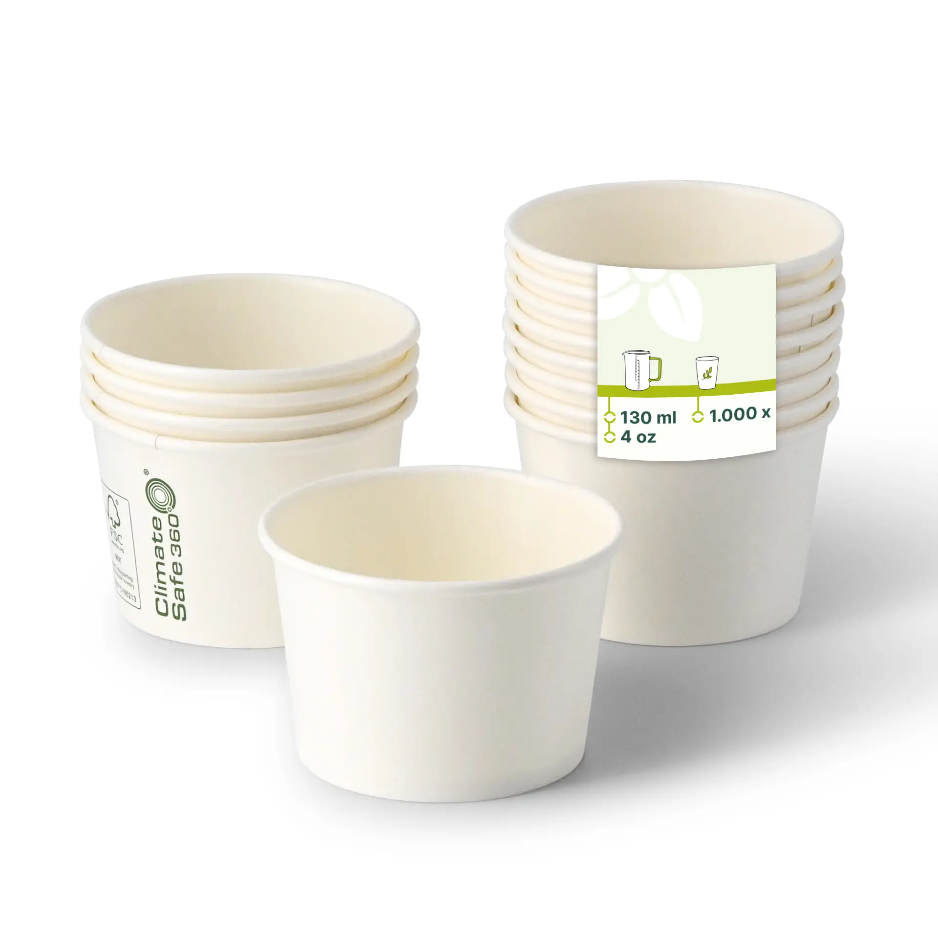 Pot de glace en carton 75 ml, max. 130 ml, Ø 76 mm, blanc