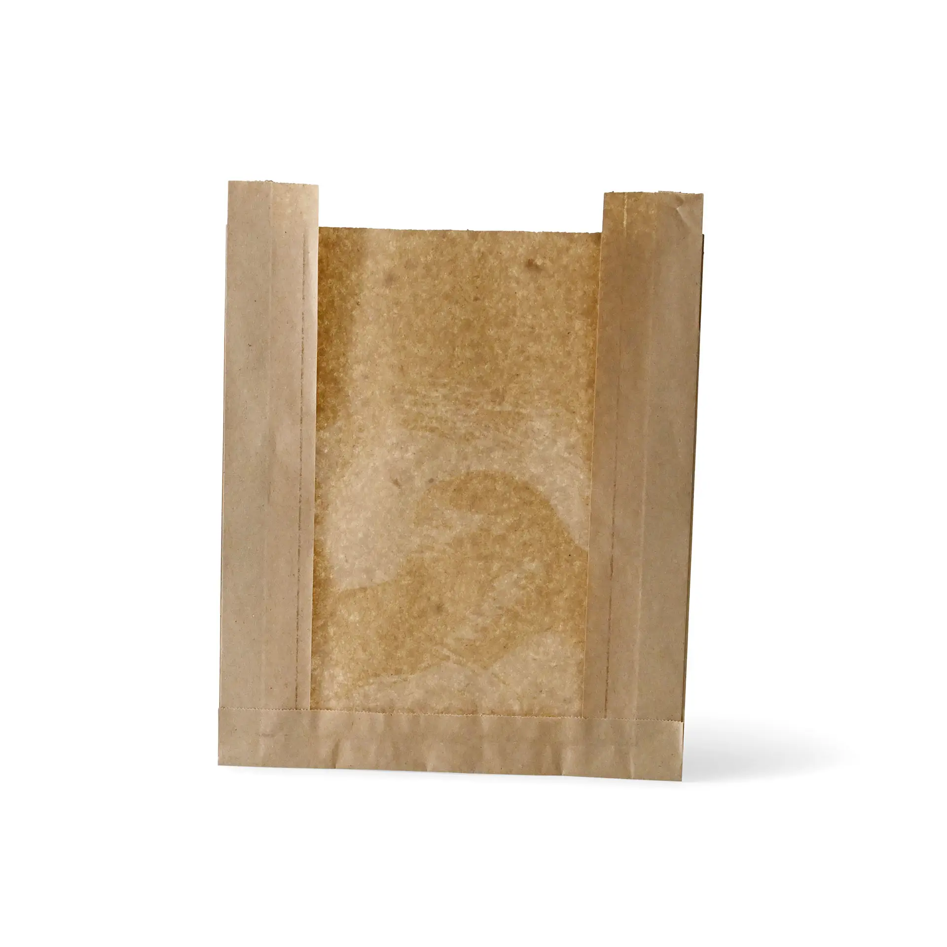 Płaska torba papierowa z okienkiem S, 20 x 5 x 27 cm, brązowa