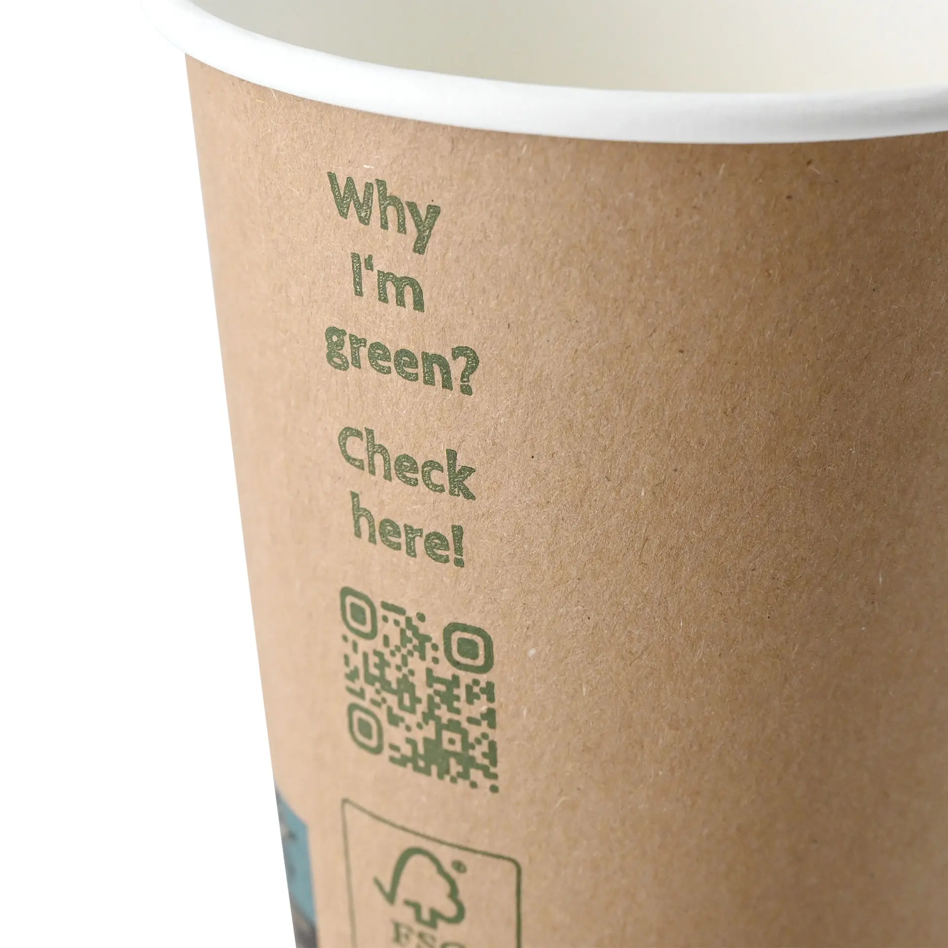 Gobelet café à emporter 300 ml / 12 oz, Ø 90 mm, double paroi, brun / intérieur blanc, revêtement PLA