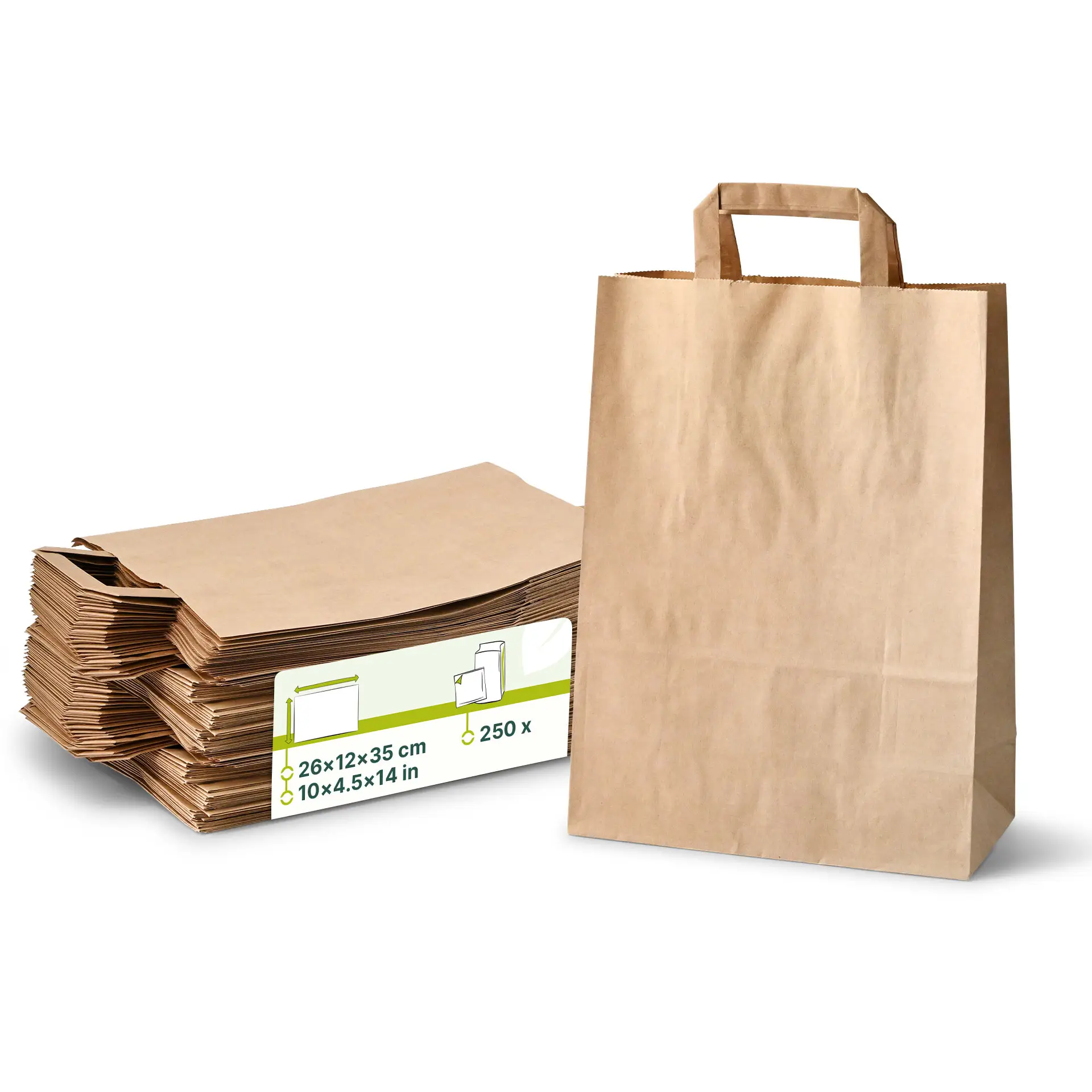 Sac en papier recyclé brun L, 26 x 12 x 35 cm Sac en papier recyclé brun L, 26 x 12 x 35 cm