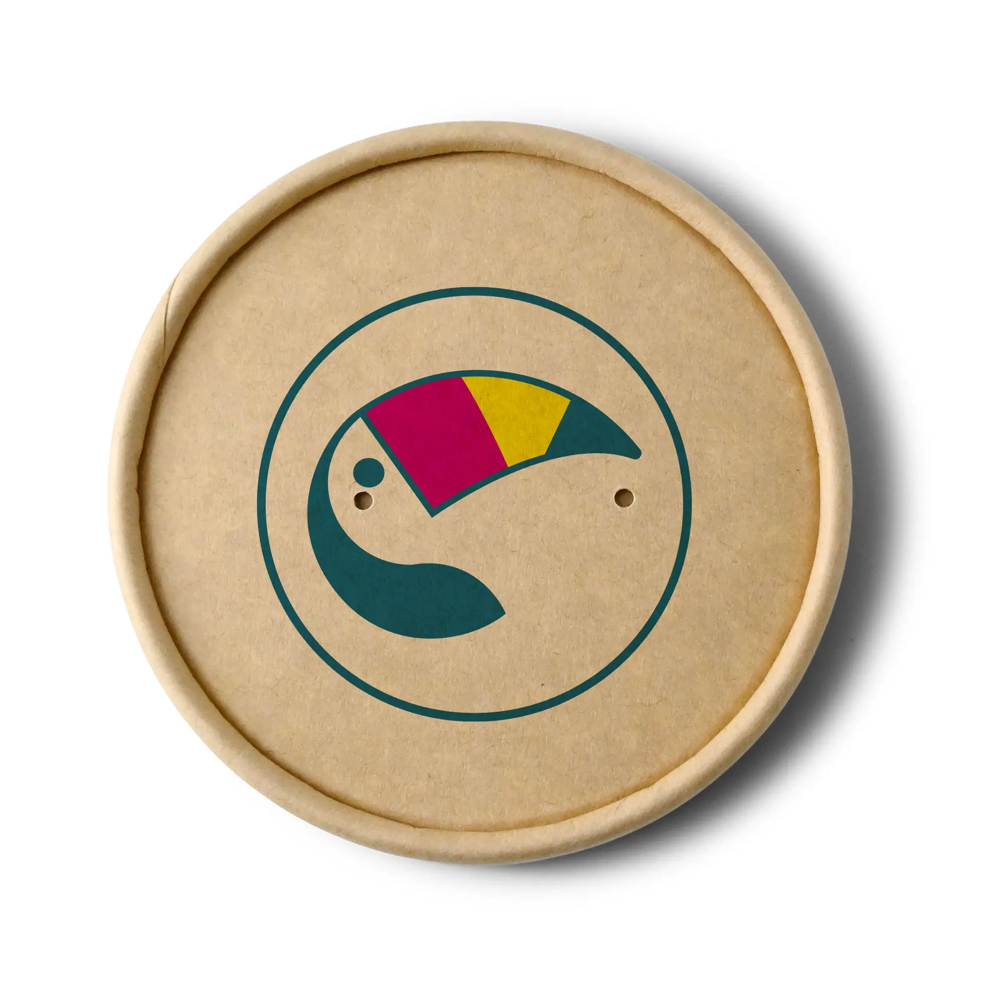 Couvercles à membrane imprimés pour gobelets à soupe, ⌀ 90 mm, brun, revêtement PLA