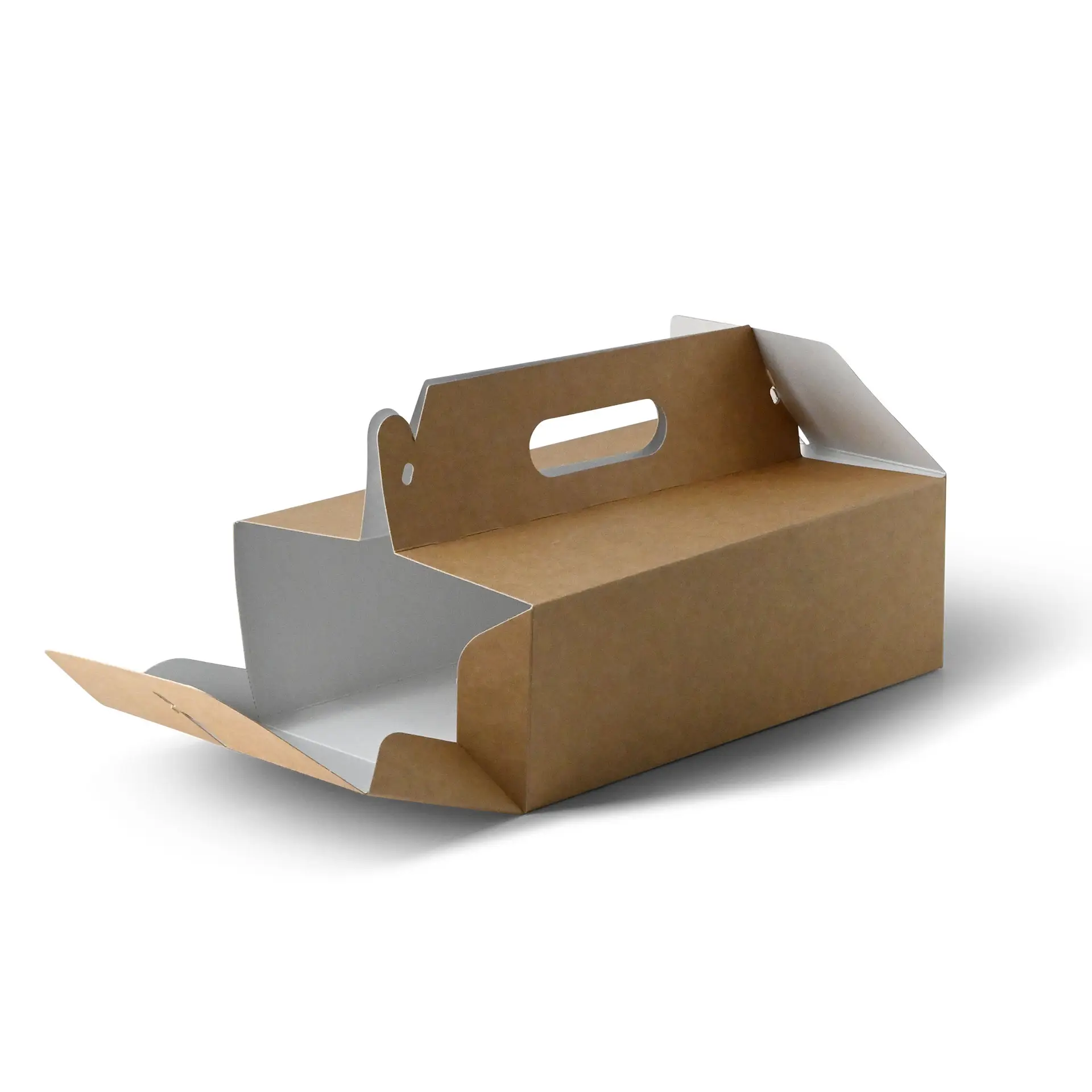 Boîte à gâteaux en carton avec poignée L, 26 x 17 x 9 cm, marron, pliable