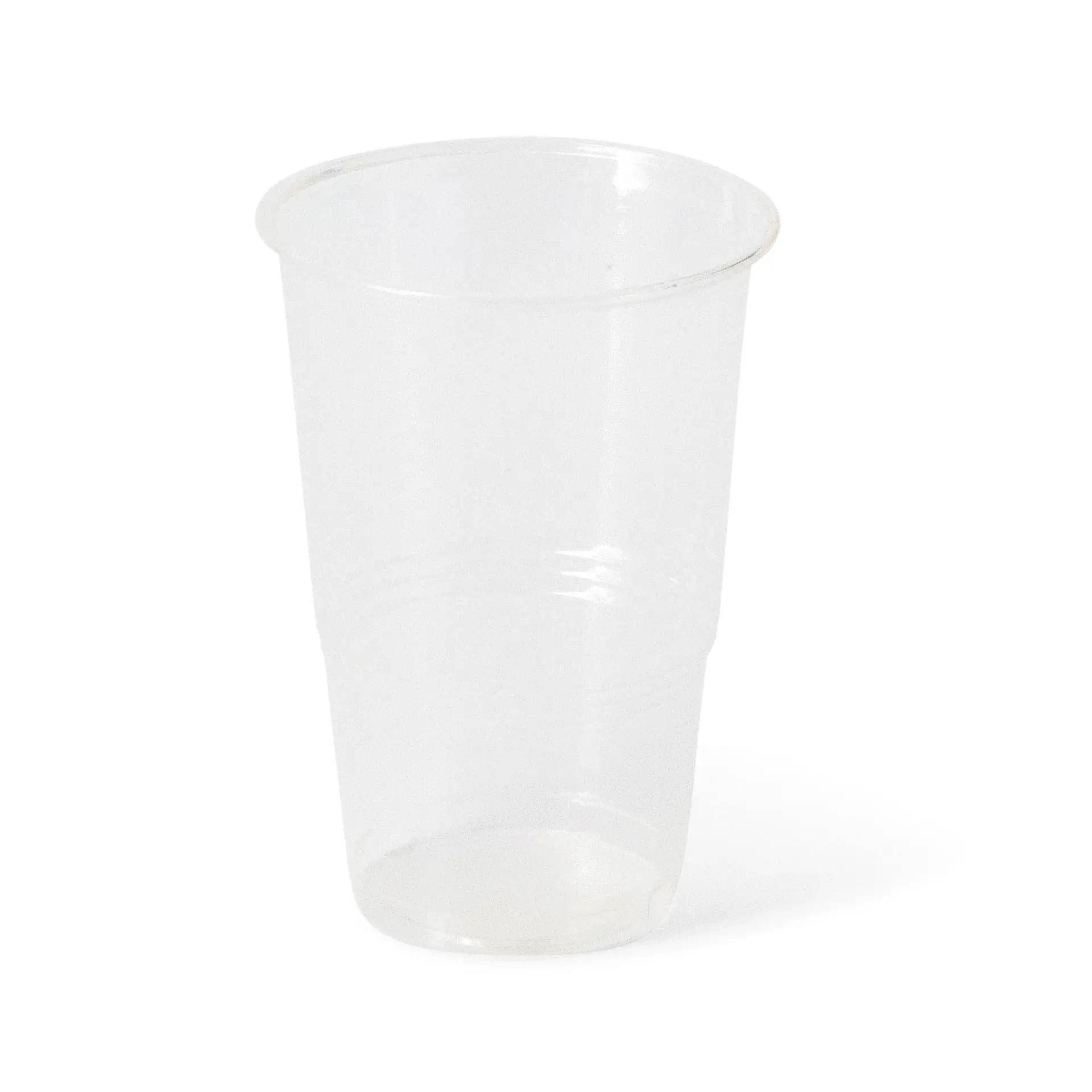 Gobelet biodégradable clair de 250 ml en PLA, conçu pour les boissons froides, avec une prise confortable.
