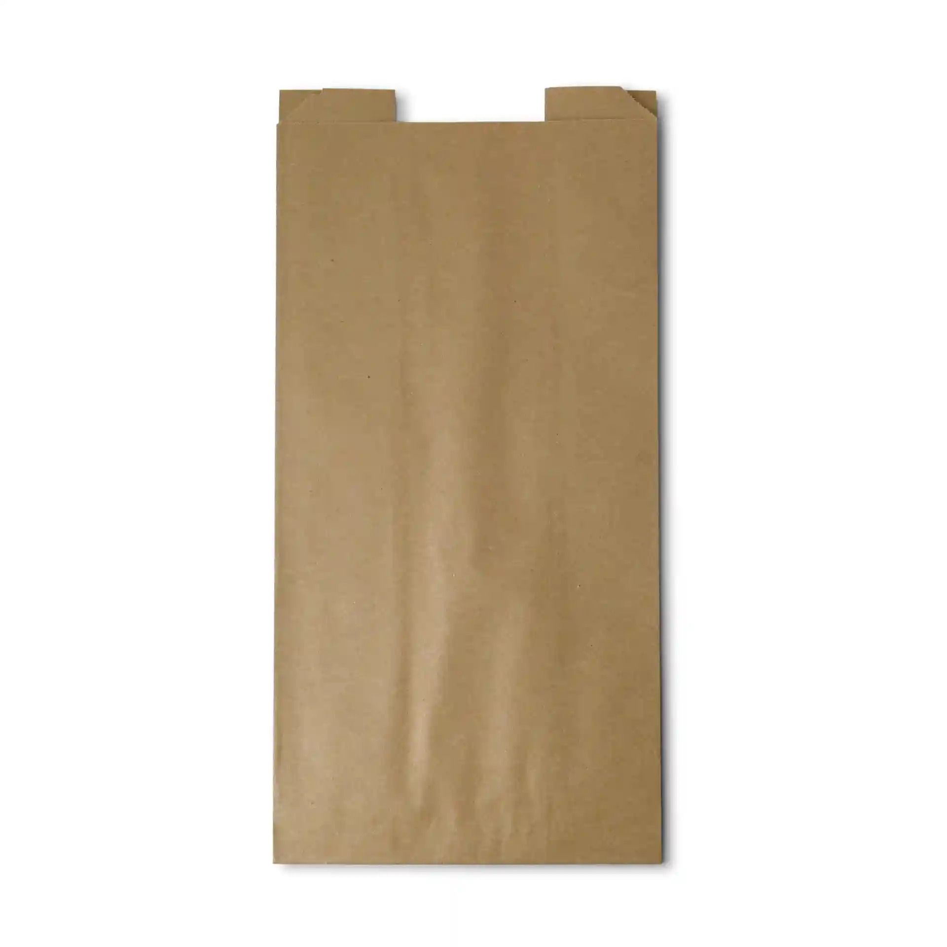 Sac à pain en papier brun plat avec fenêtre de visualisation, mesurant 20 x 11 x 41 cm.