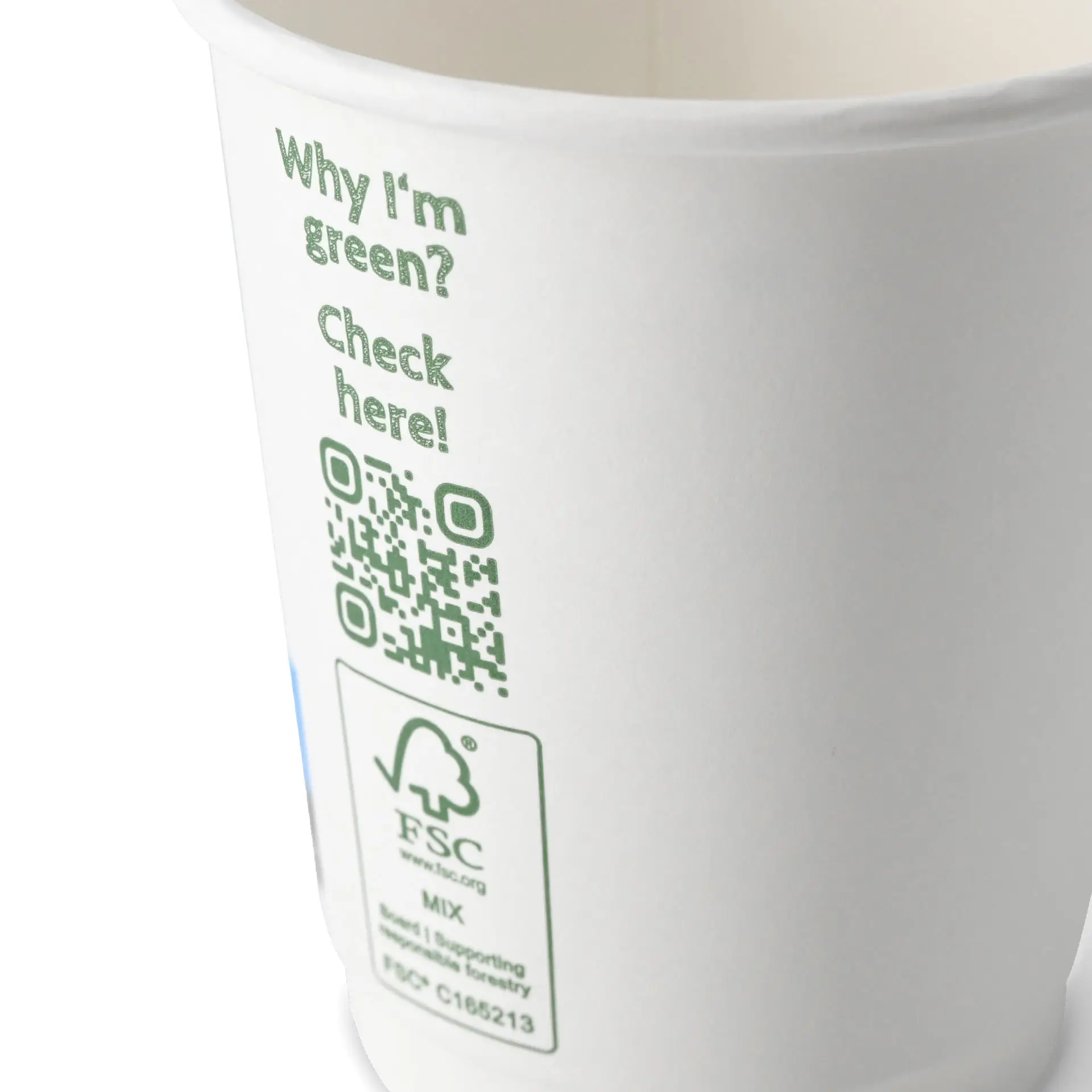 Gobelet café à emporter 200 ml / 8 oz, Ø 80 mm, double paroi, blanc, revêtement PLA